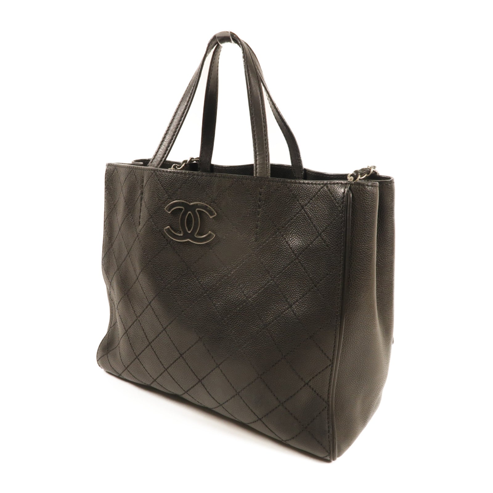 CHANEL 【激減優惠】牛皮皮革2Way Shoulder銀扣手挽肩背兩用袋