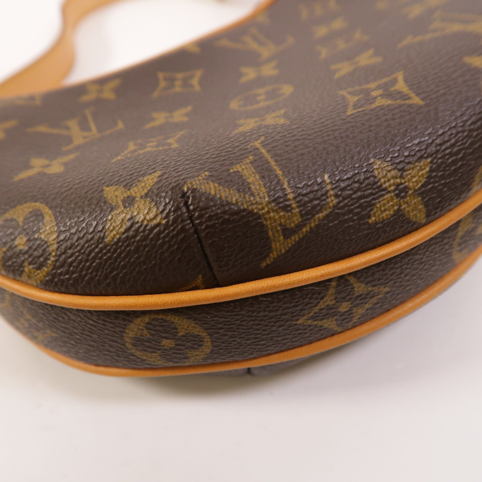 LOUIS VUITTON Monogram Pochette Croissant金扣肩背袋棕色