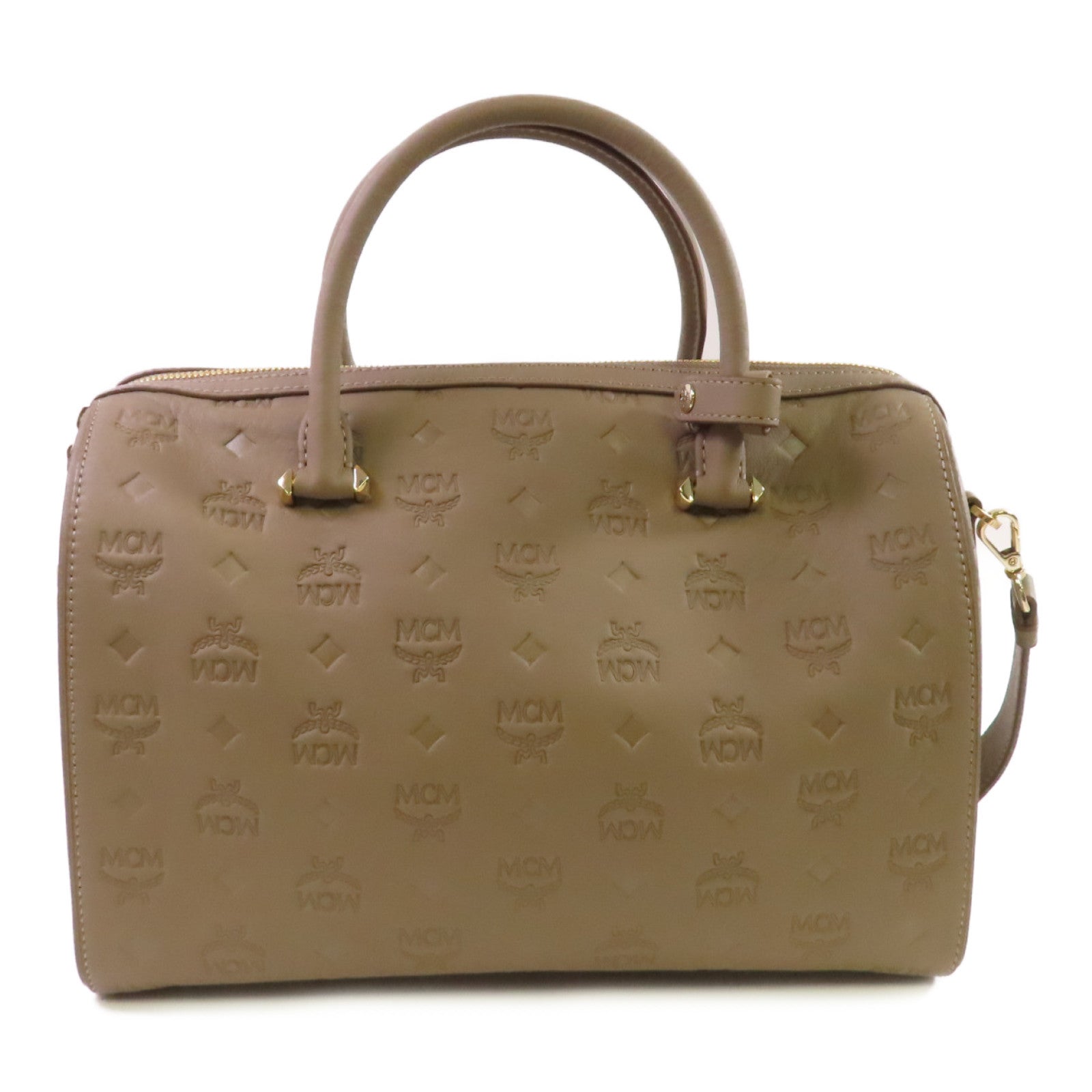 MCM 牛皮皮革2Way Shoulder Bag金扣手挽肩背兩用袋灰色