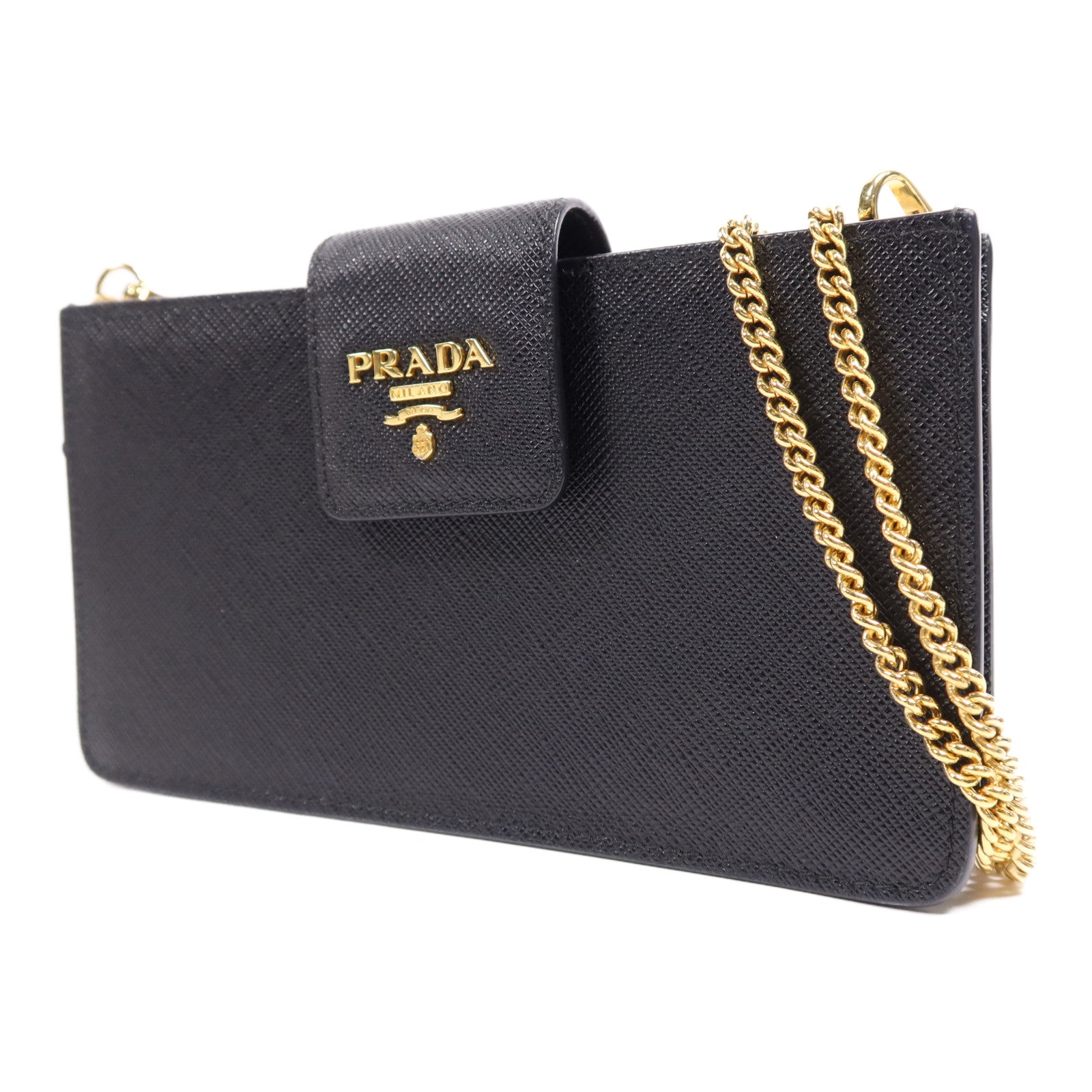 PRADA 牛皮皮革Phone Case金扣鏈帶肩背袋