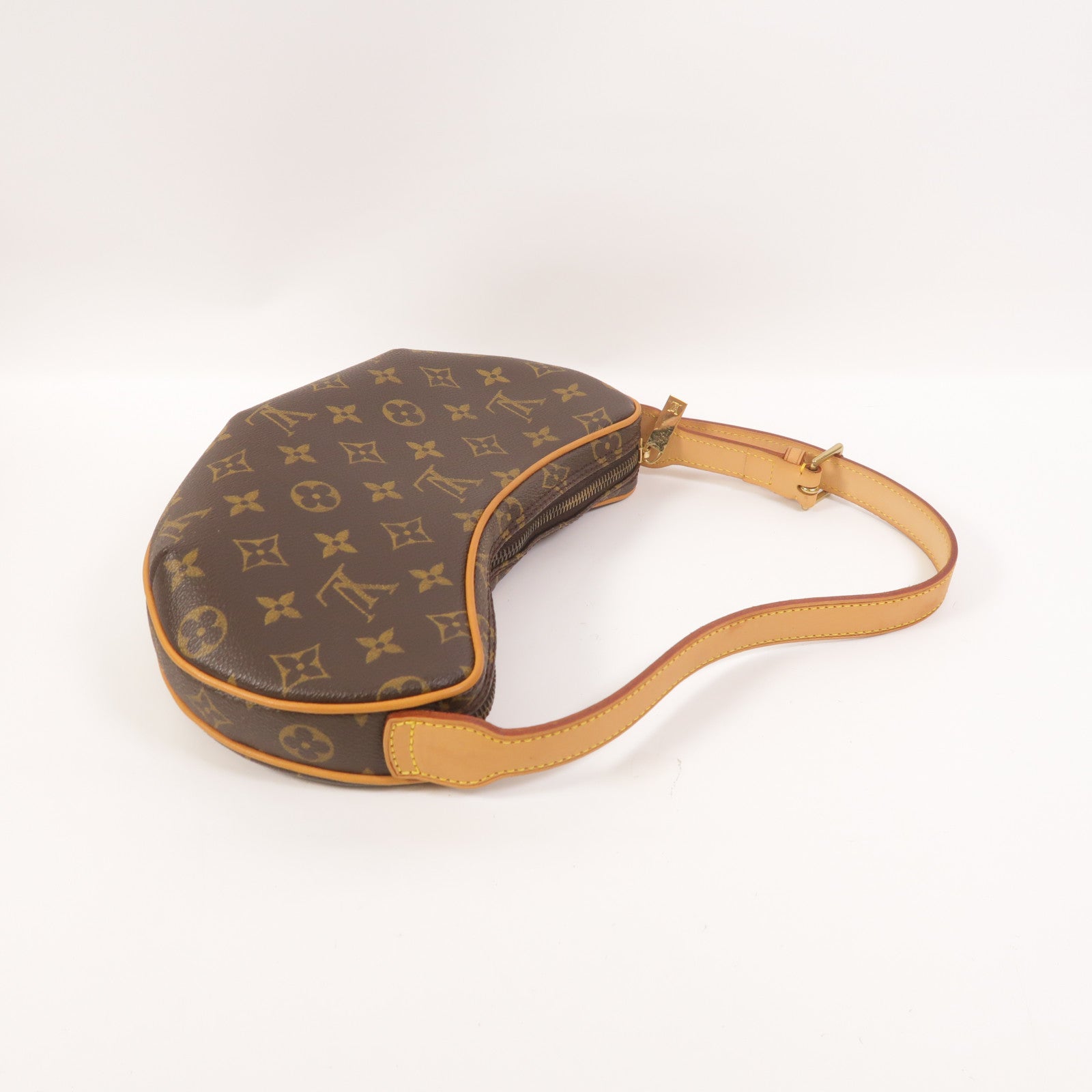 LOUIS VUITTON Monogram Pochette Croissant金扣肩背袋棕色