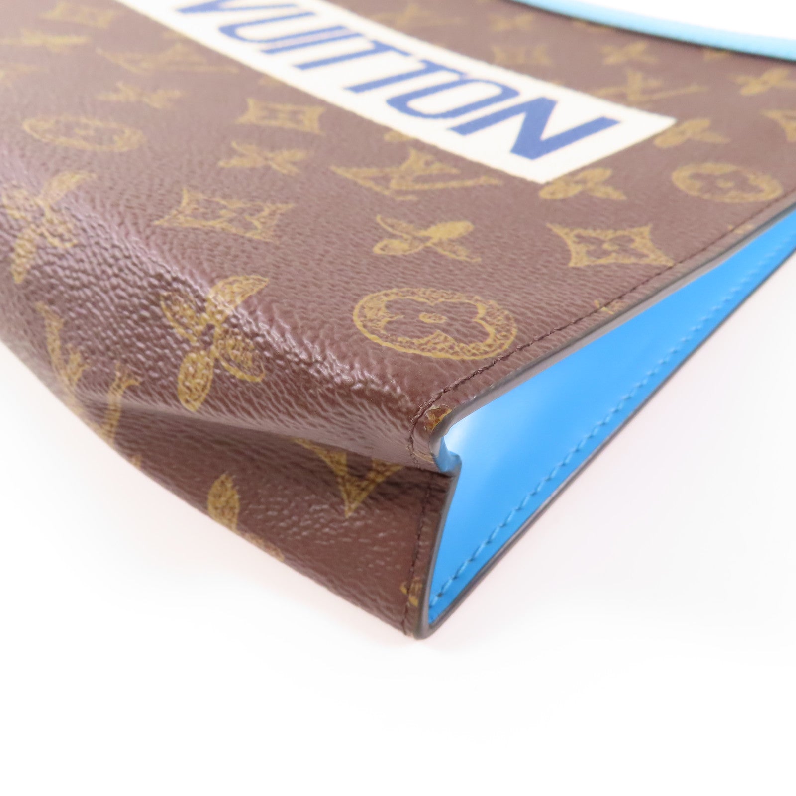 LOUIS VUITTON LV GHW Pochette Voyage MM Clutch Bag M81204 Monogram Brown/Blue
