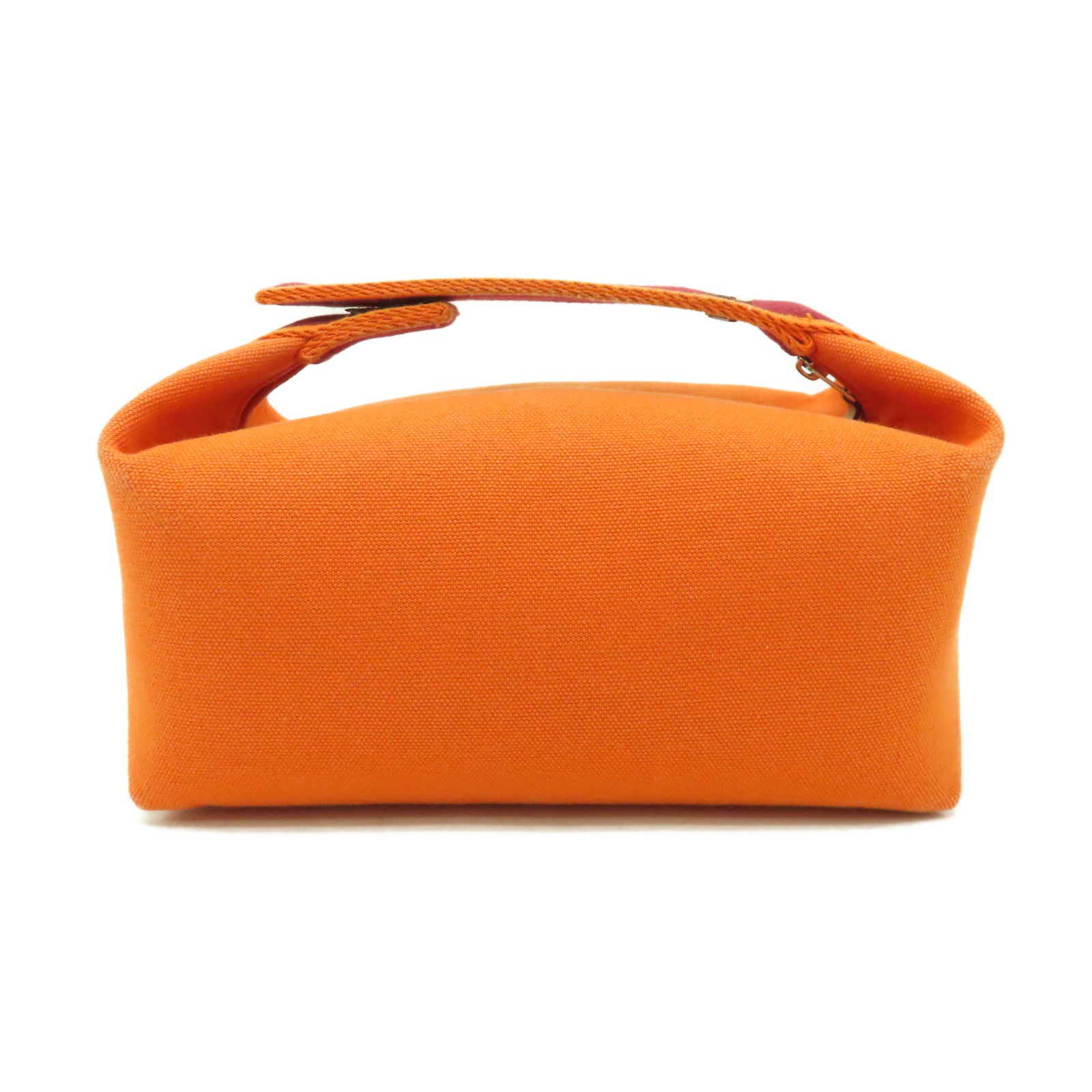 HERMES 【清倉大減價】帆布Bride-a-Brac Small銀扣手挽袋橙色