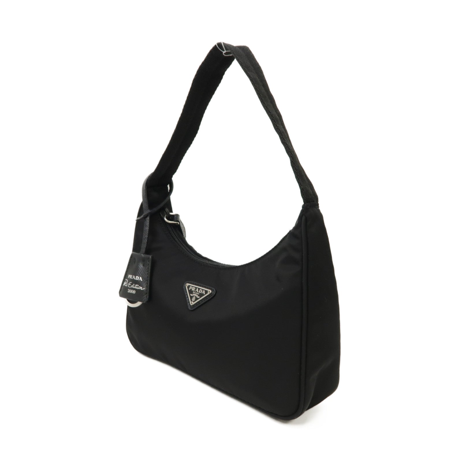 PRADA 尼龍Re-Edition 2000 Mini Bag銀扣肩背袋黑色