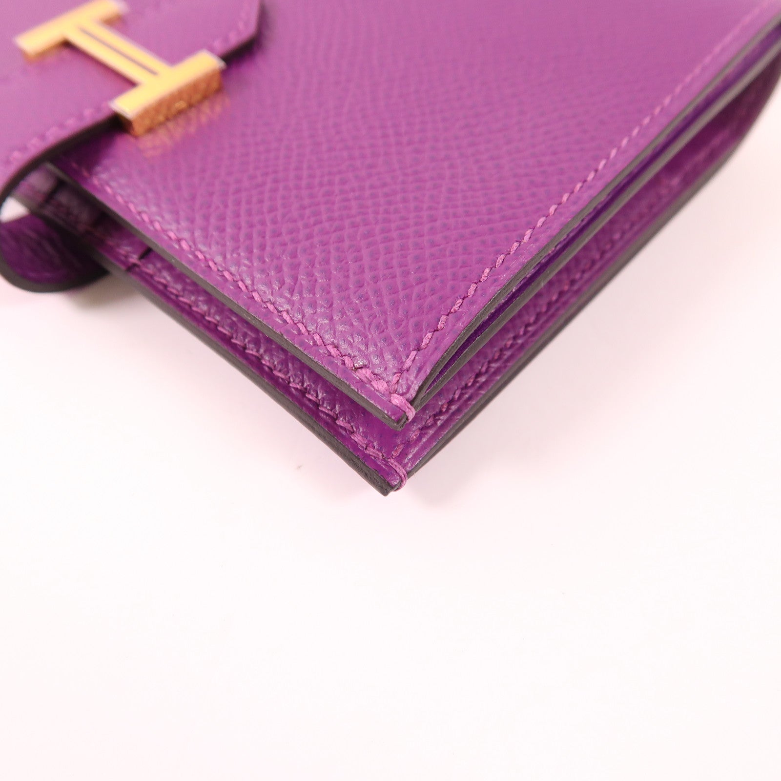 HERMES Epsom皮革Bearn Wallet金扣錢包Anemone