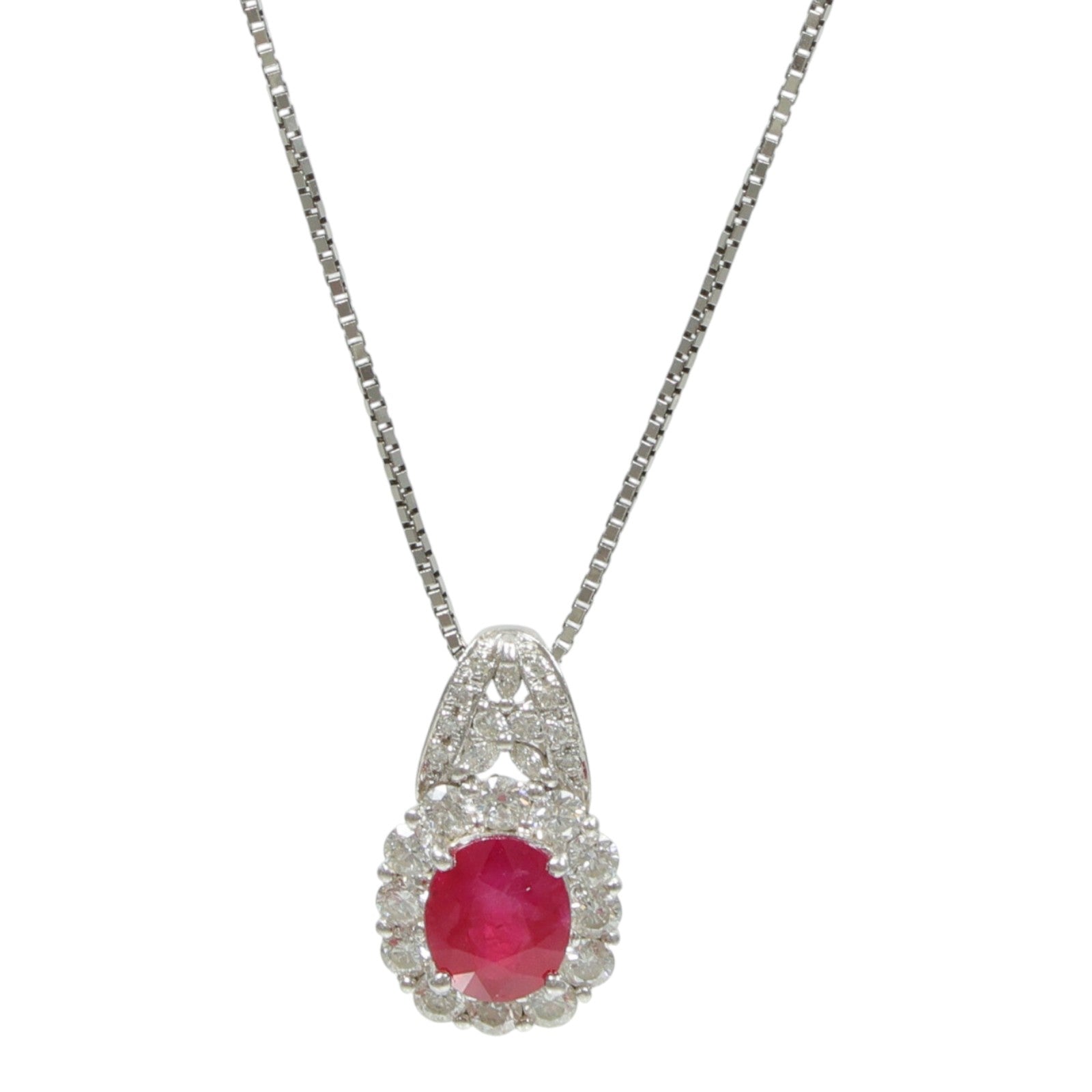 JEWELRY PT850鉑金Ruby Diamond Necklace紅寶石/鑽石項鍊