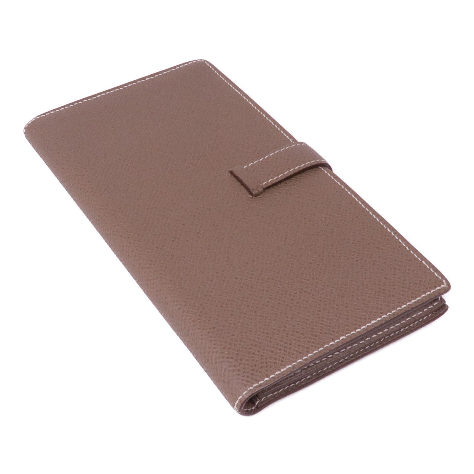 HERMES Epsom皮革Bearn Soufflet金扣長錢包Etoupe