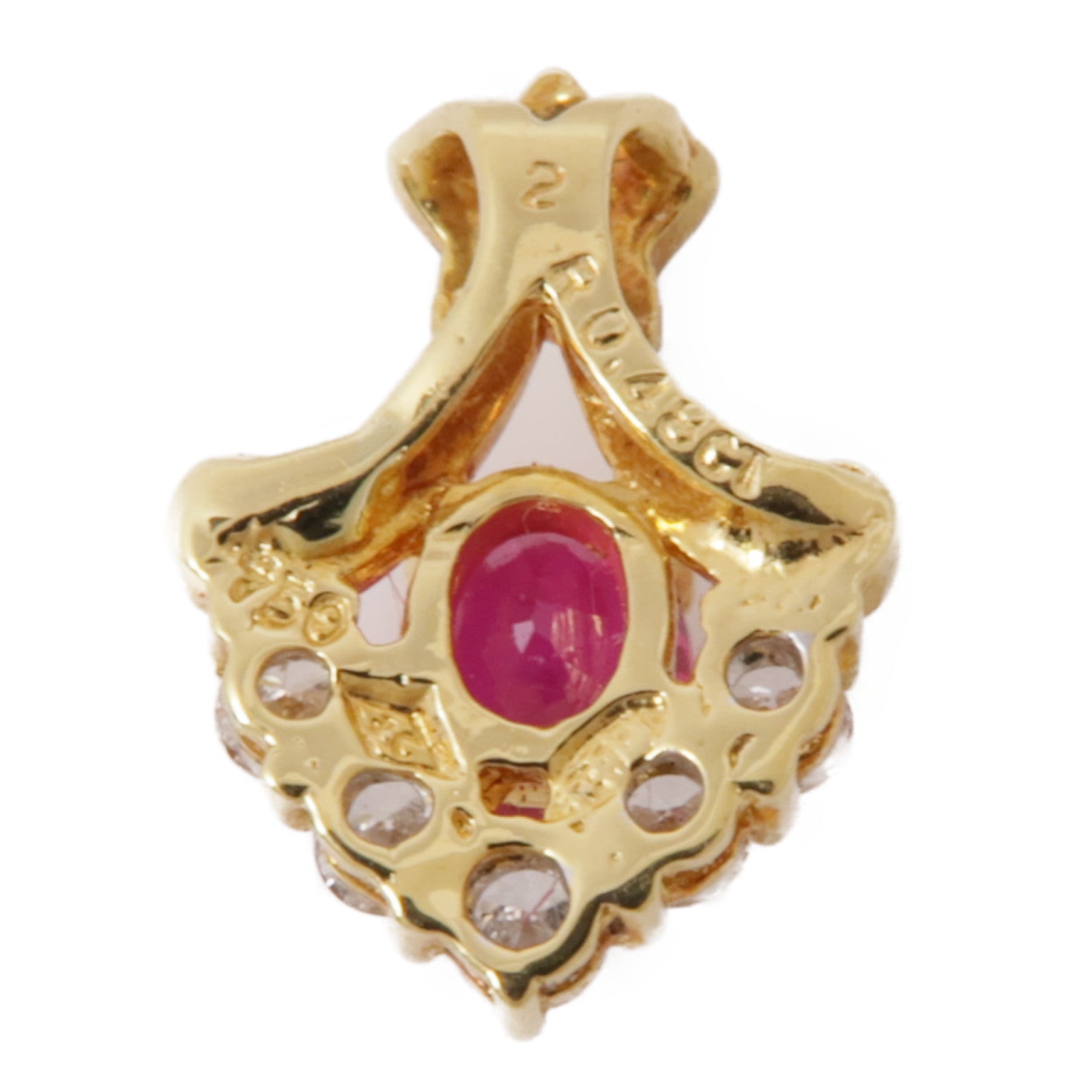 JEWELRY 18K黃金Ruby/Diamond Pendant Top紅寶石/鑽石吊墜