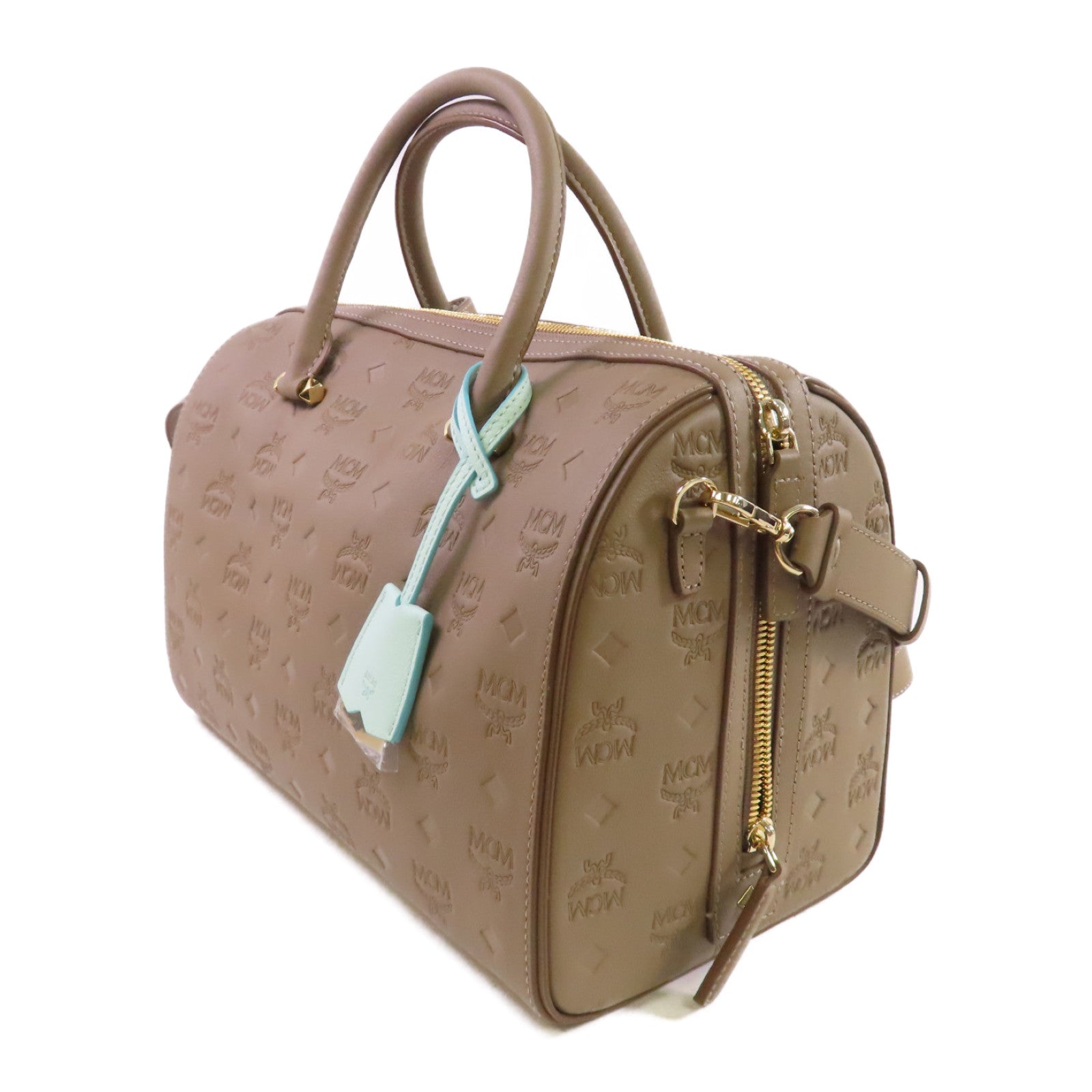 MCM 牛皮皮革2Way Shoulder Bag金扣手挽肩背兩用袋灰色