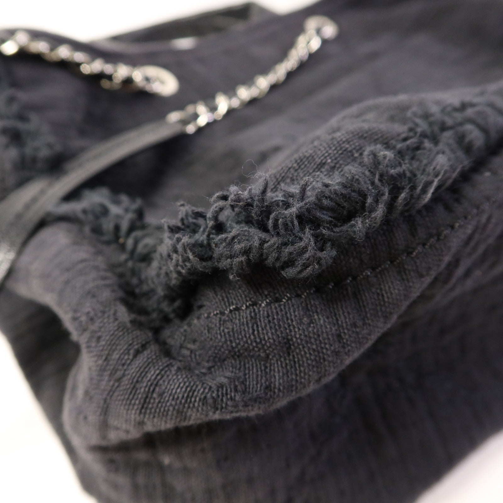 CHANEL 布料2 Way Shoulder Bag銀扣手挽肩背兩用袋