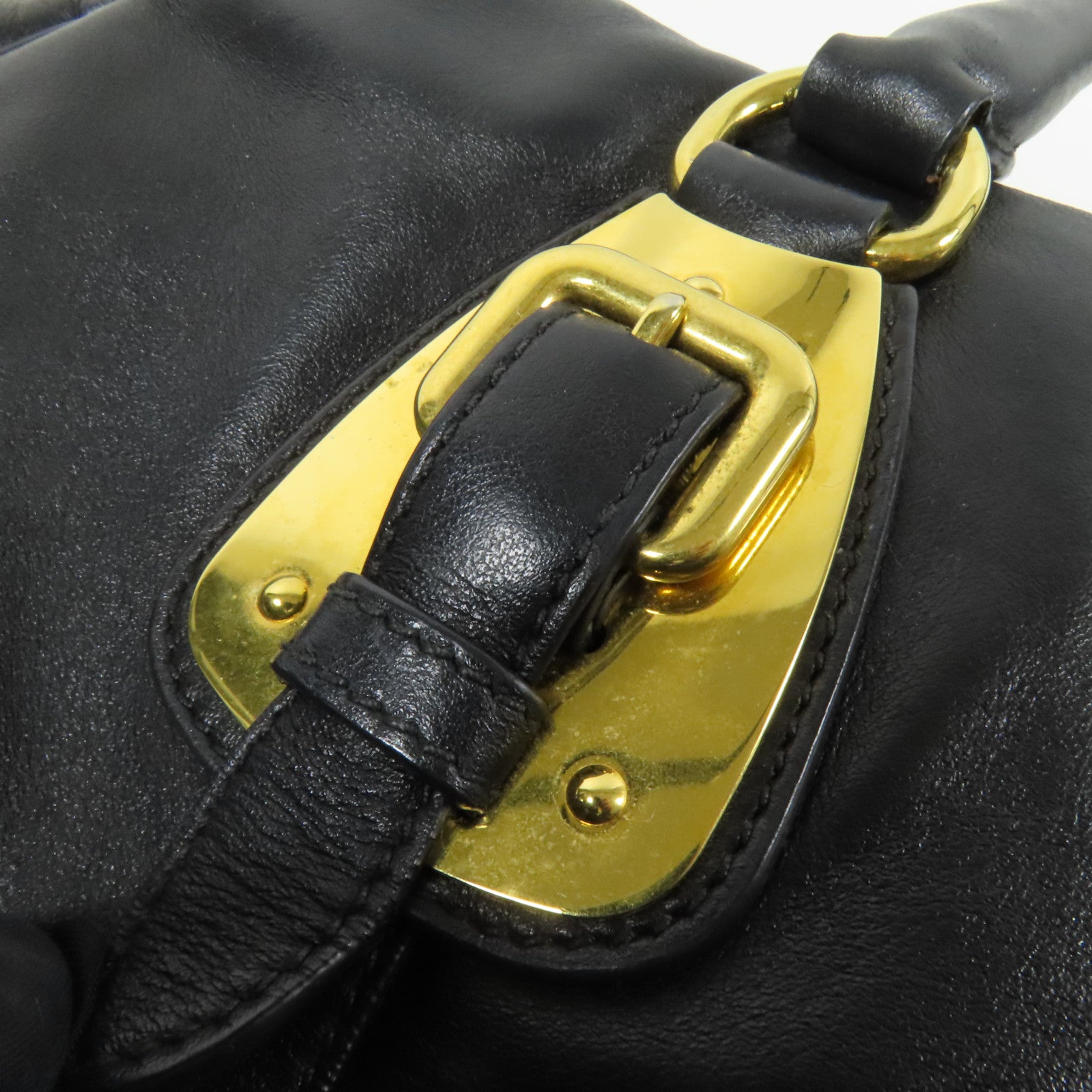 PRADA 牛皮皮革Bauletto金扣手挽袋