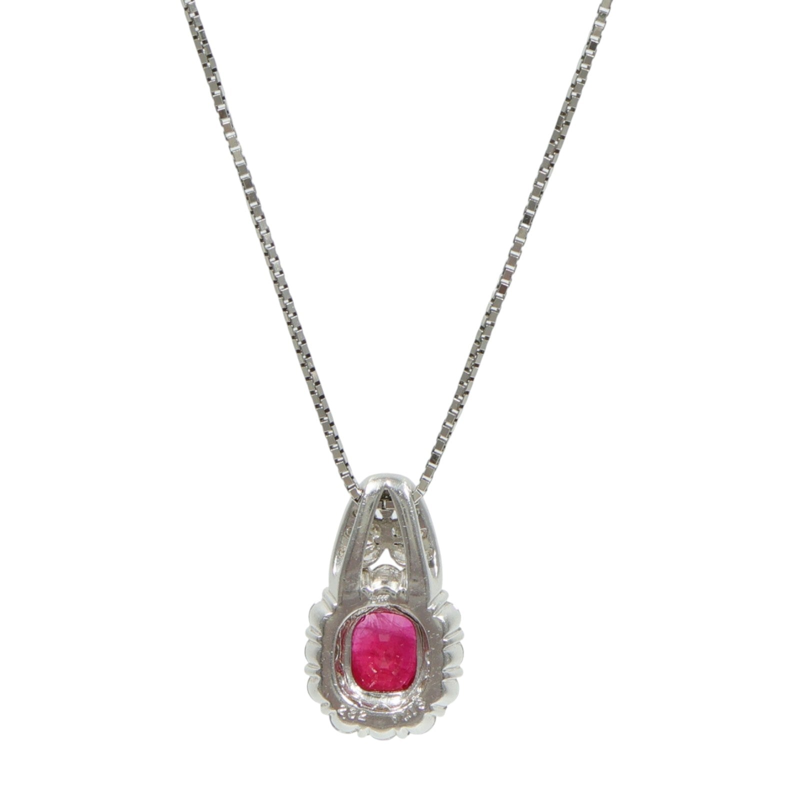 JEWELRY PT850鉑金Ruby Diamond Necklace紅寶石/鑽石項鍊