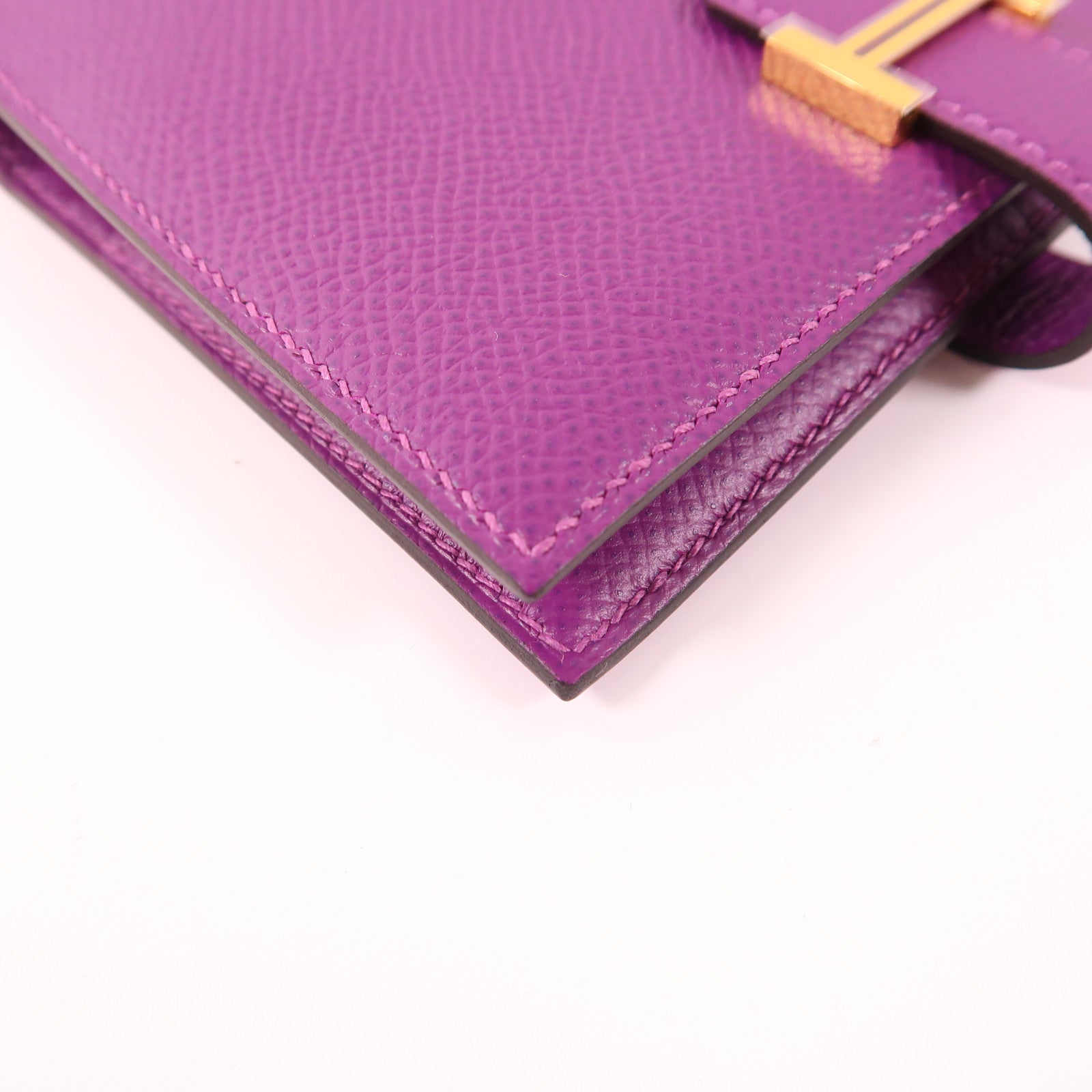 HERMES Epsom皮革Bearn Wallet金扣錢包Anemone