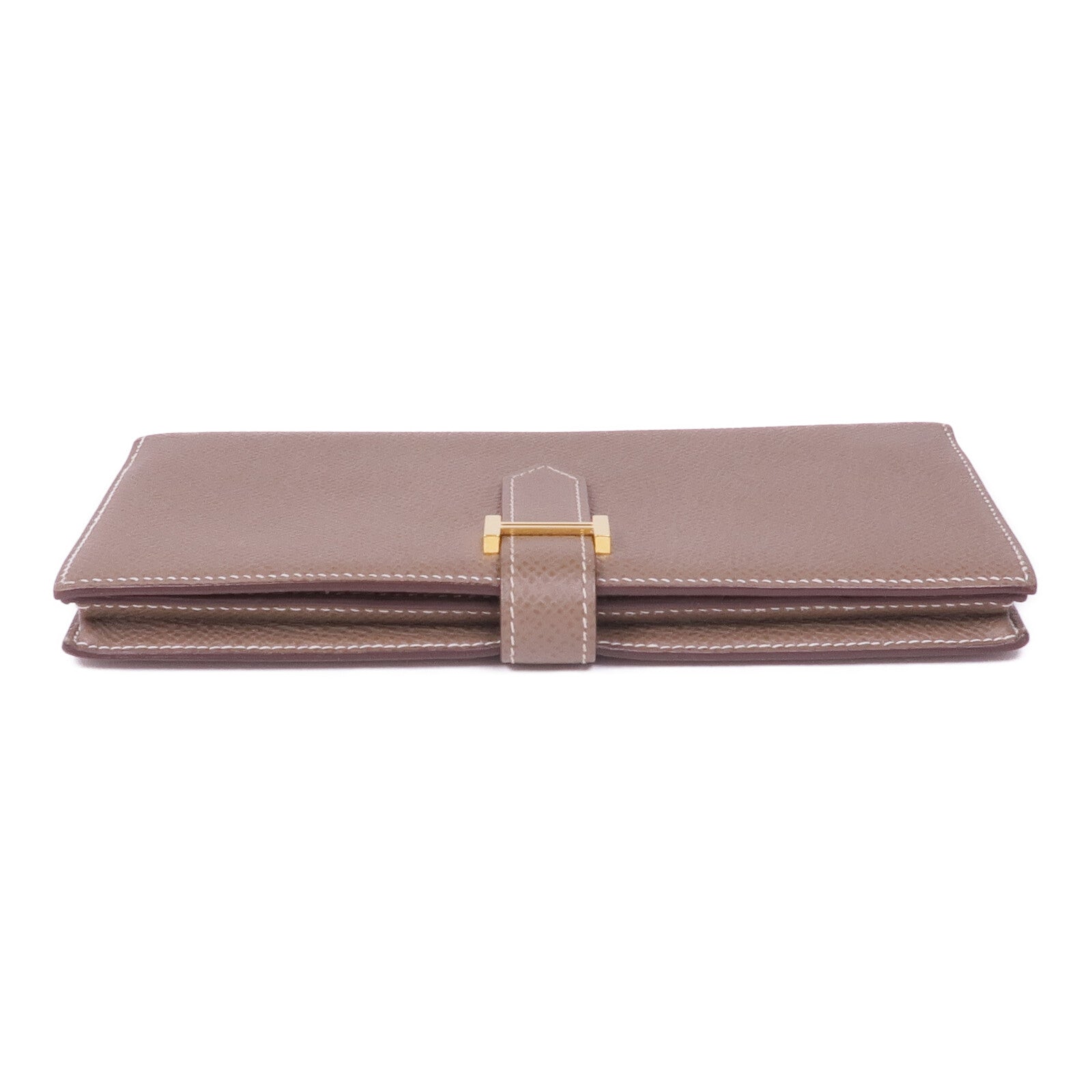 HERMES Epsom皮革Bearn Soufflet金扣長錢包Etoupe