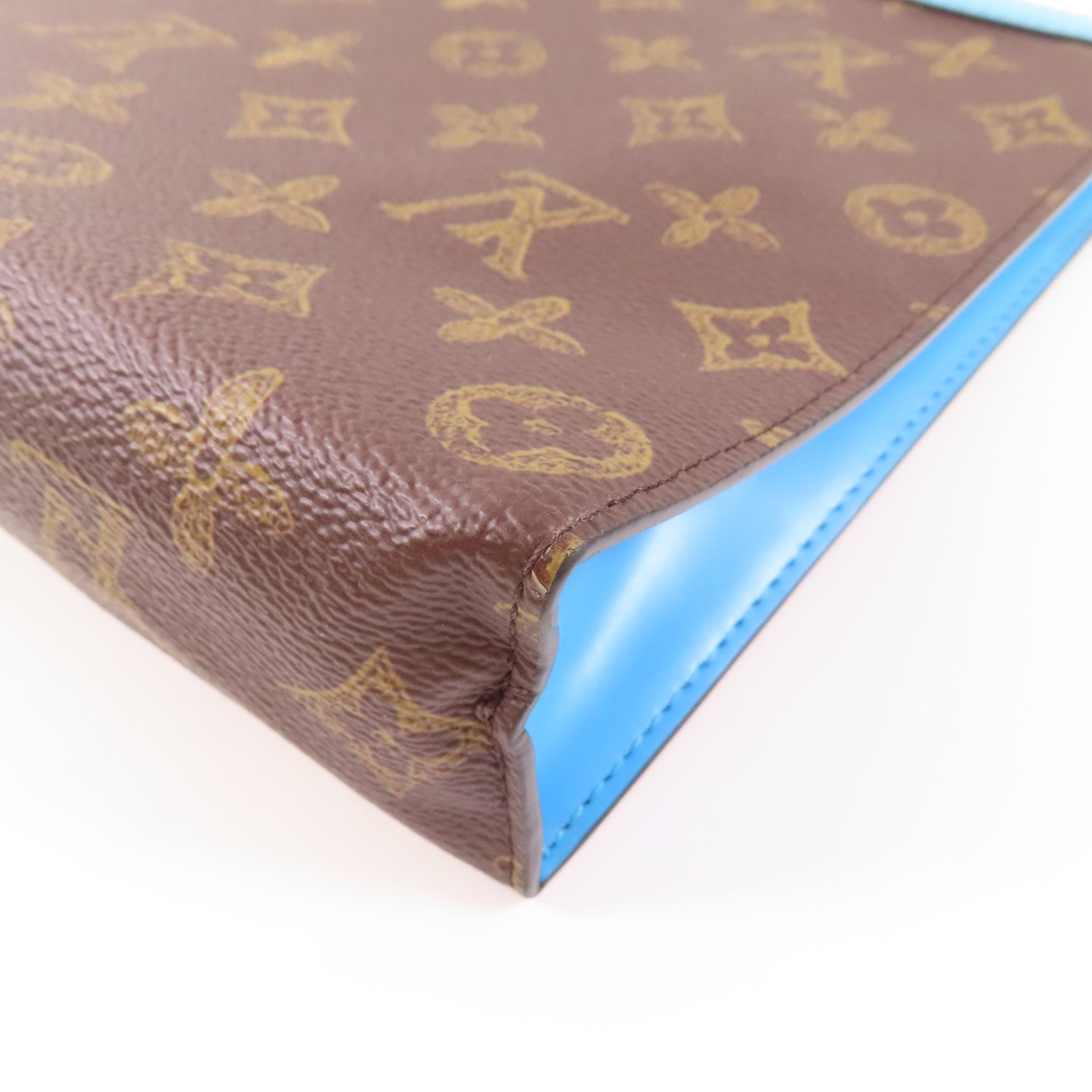 LOUIS VUITTON LV GHW Pochette Voyage MM Clutch Bag M81204 Monogram Brown/Blue