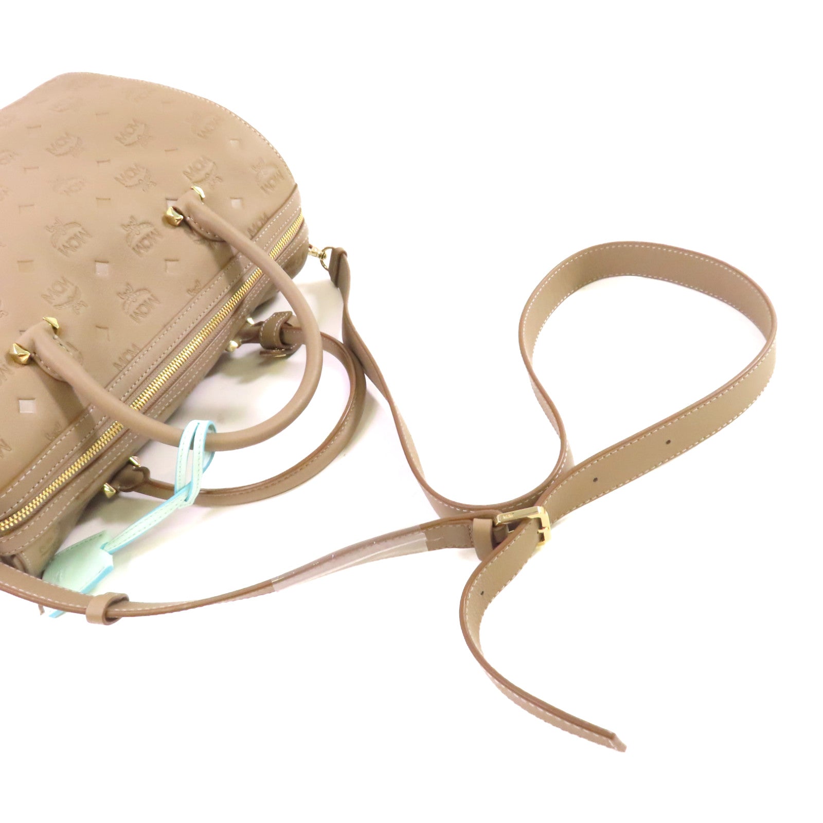 MCM 牛皮皮革2Way Shoulder Bag金扣手挽肩背兩用袋灰色