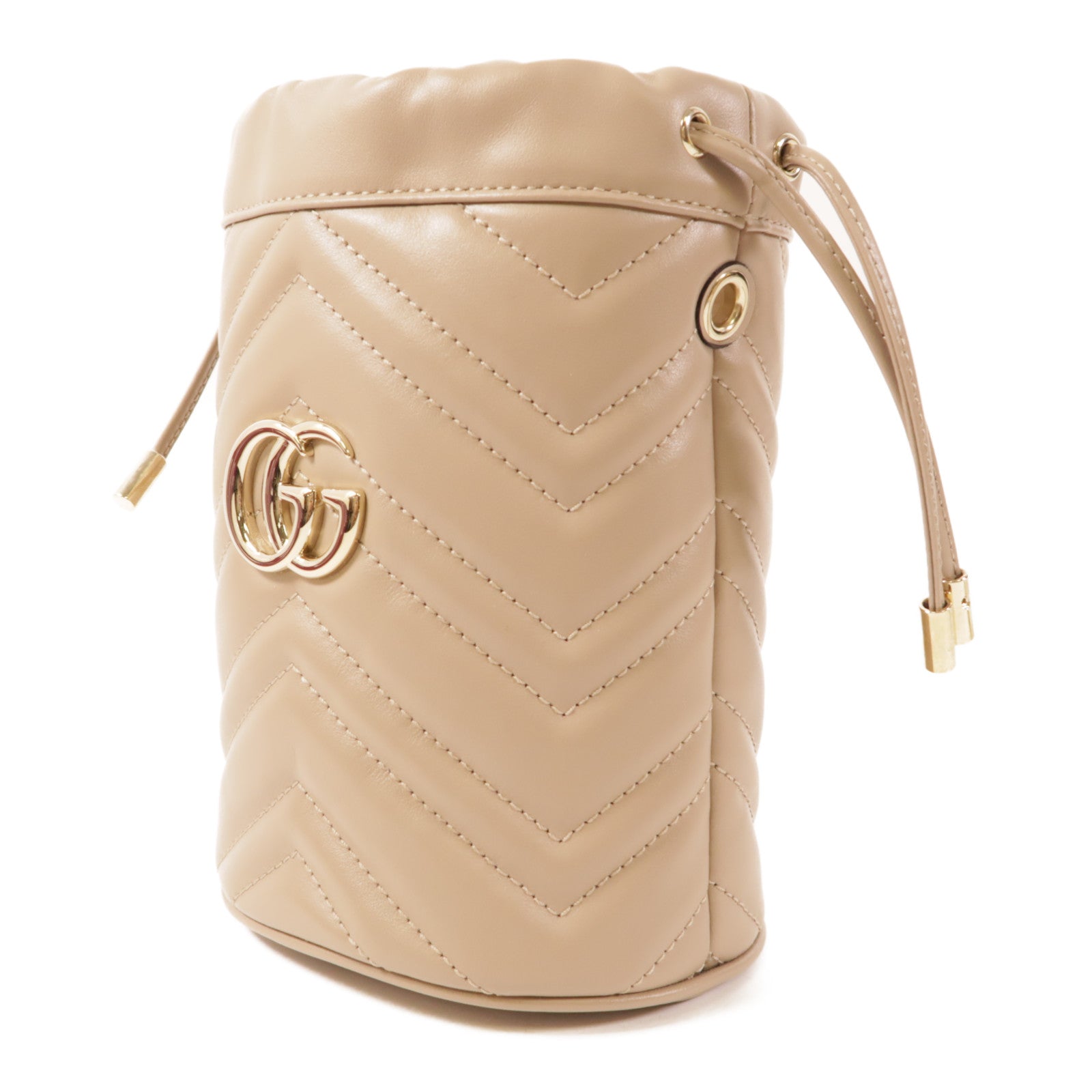 GUCCI 牛皮皮革GG Marmont Bucket金扣鏈帶肩背袋