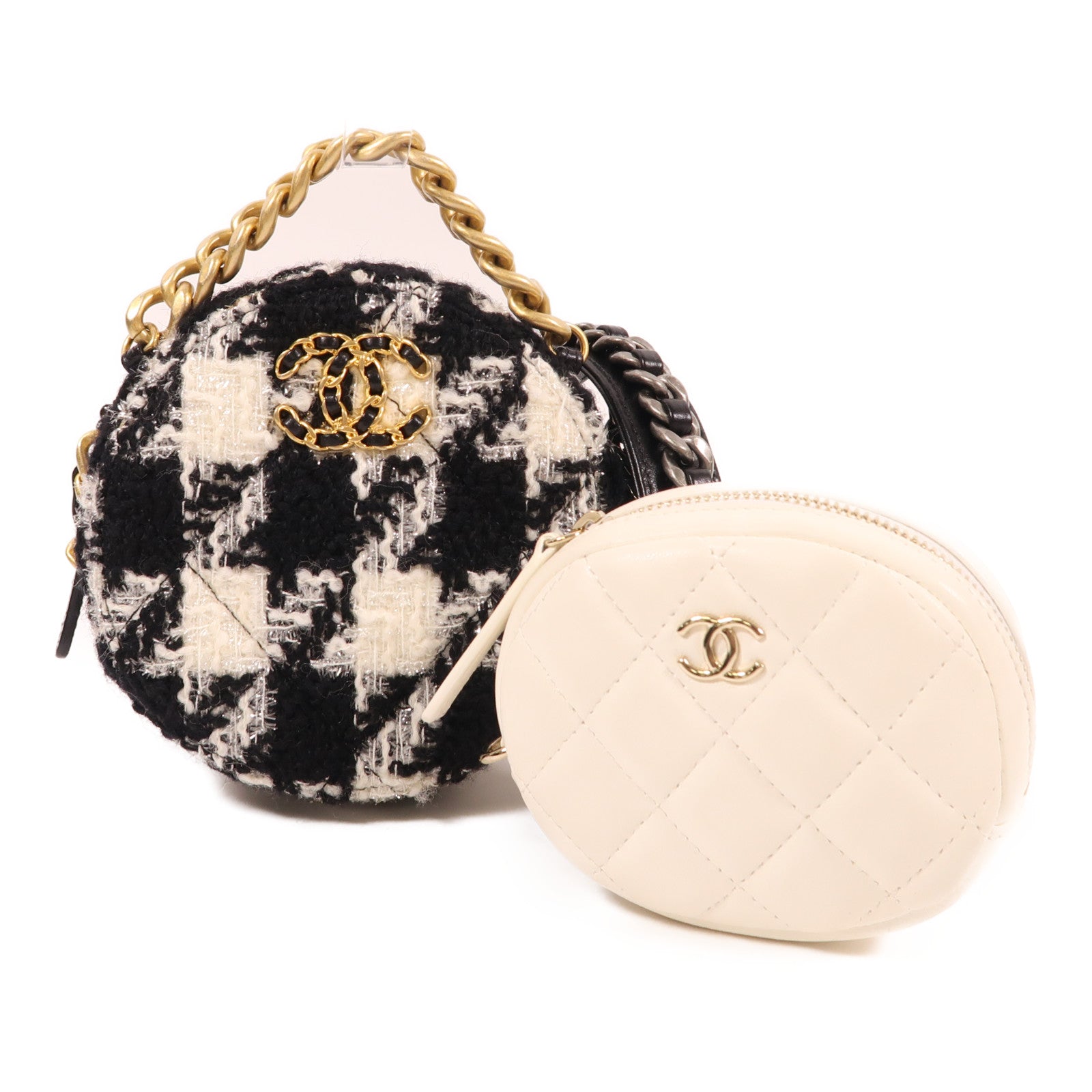 CHANEL 斜紋軟呢C19 Round Bag手挽肩背兩用袋