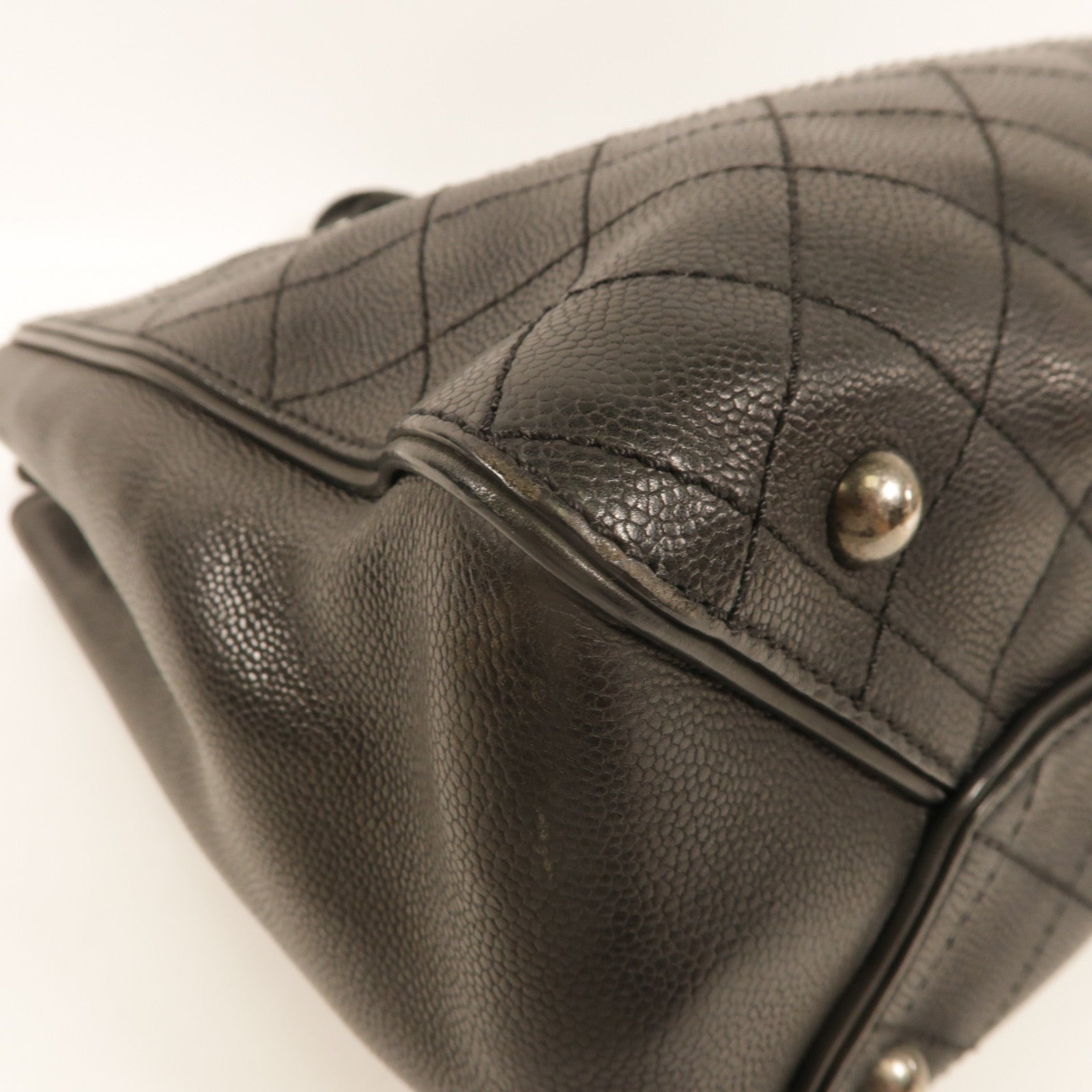 CHANEL 牛皮皮革2Way Shoulder銀扣手挽肩背兩用袋