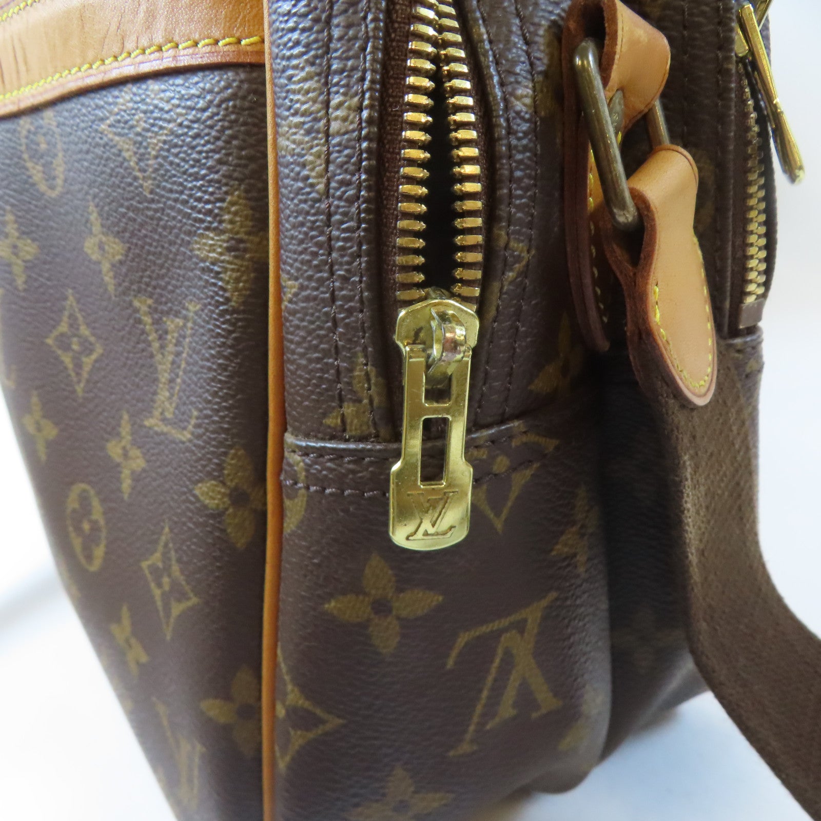 LOUIS VUITTON Monogram Reporter GM金扣肩背袋啡色