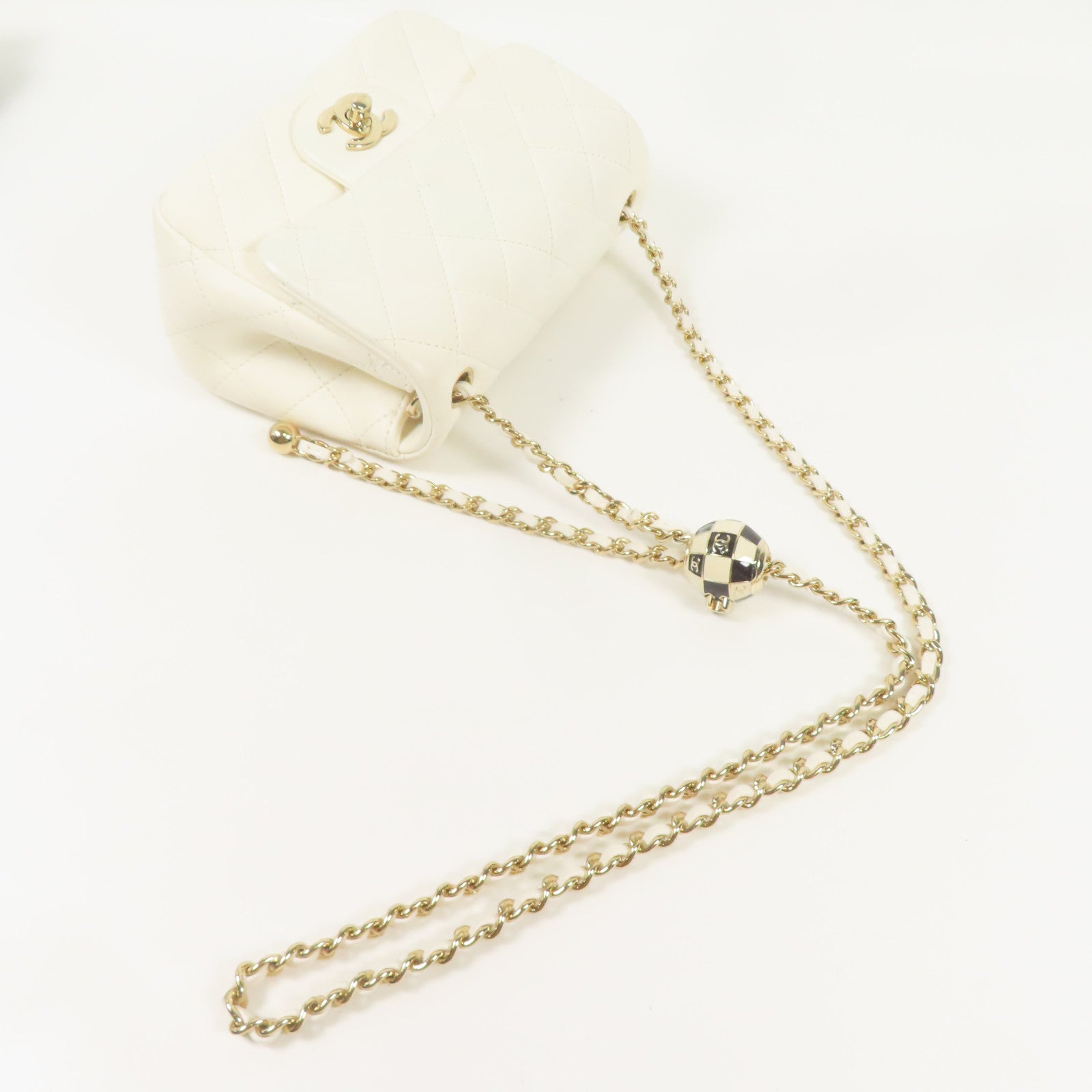 CHANEL 羊皮皮革Classic Mini 17cm金扣鏈帶肩背袋