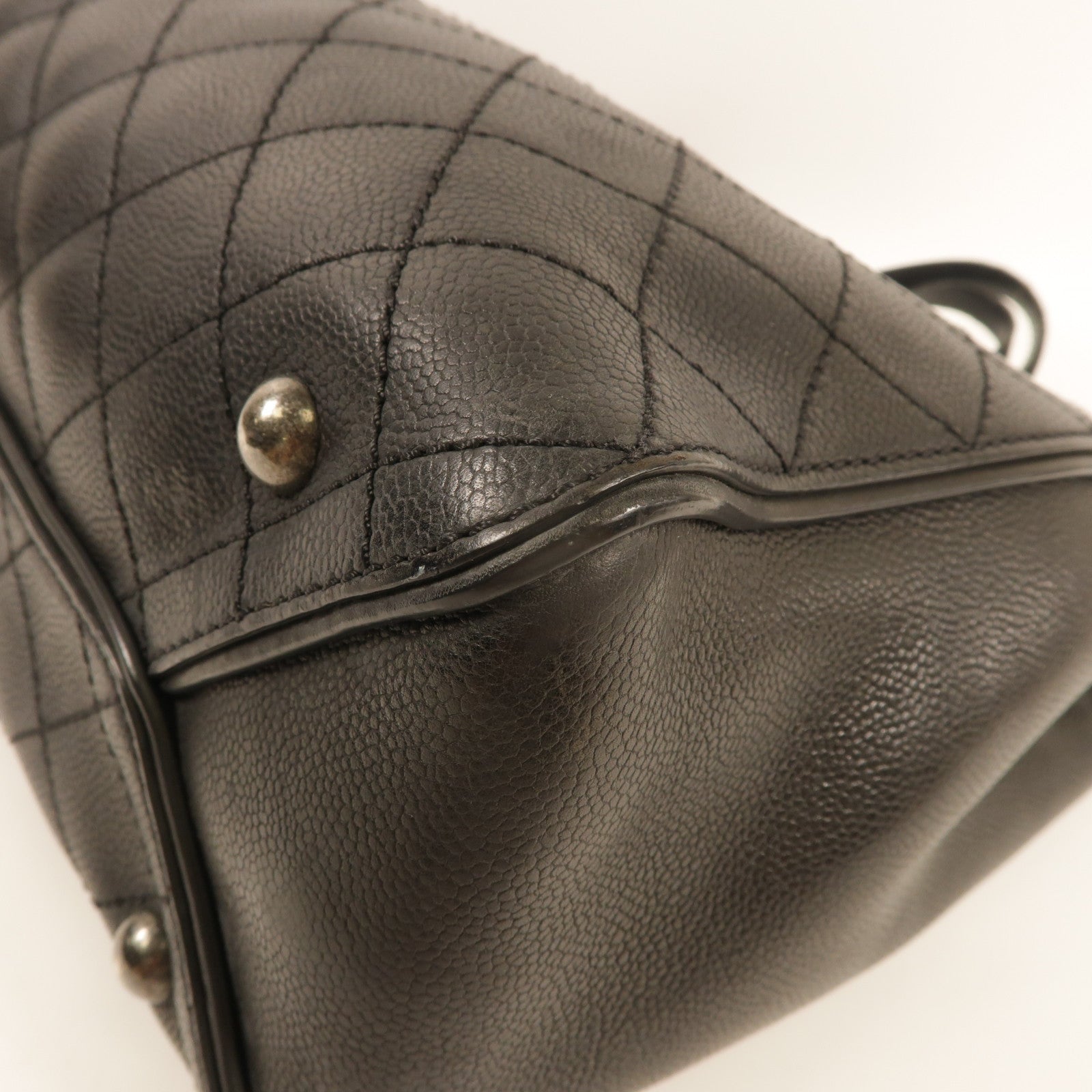 CHANEL 牛皮皮革2Way Shoulder銀扣手挽肩背兩用袋