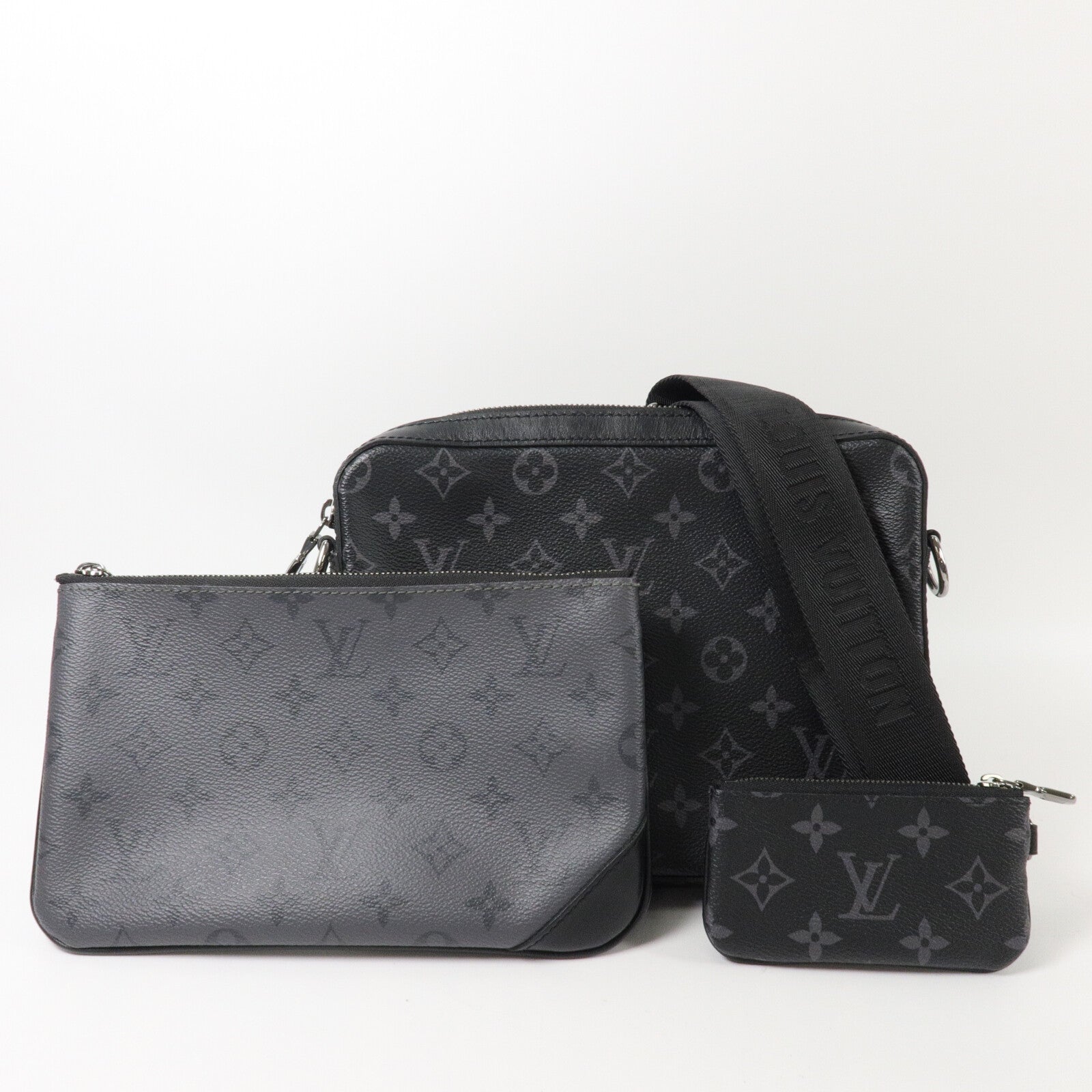 LOUIS VUITTON Monogram Eclipse Reverse Trio Messenger肩背袋