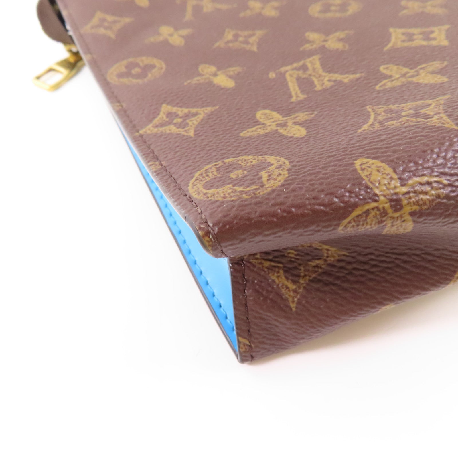 LOUIS VUITTON LV GHW Pochette Voyage MM Clutch Bag M81204 Monogram Brown/Blue
