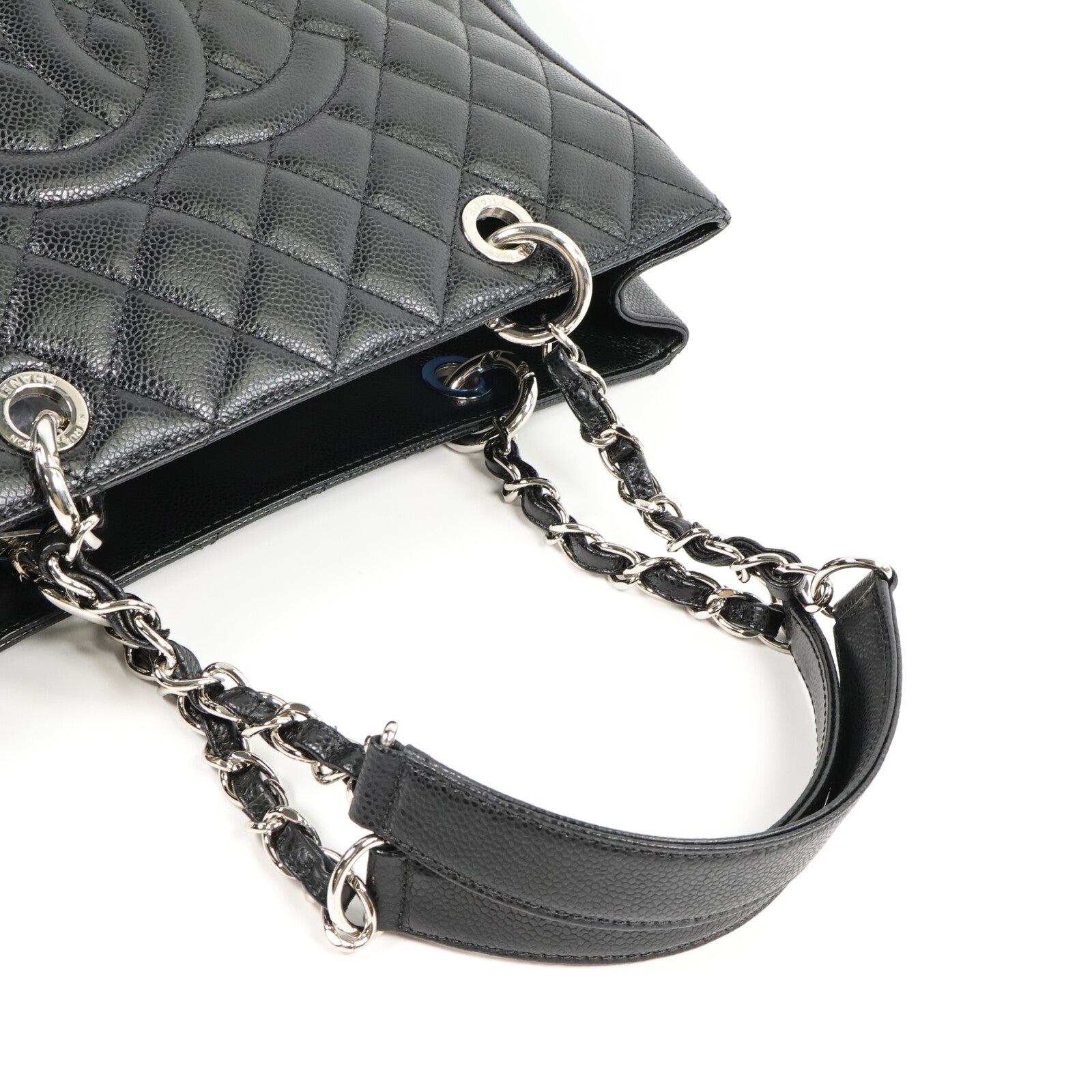 CHANEL 牛皮皮革GST Grand Shopping Tote Bag鏈帶肩背袋