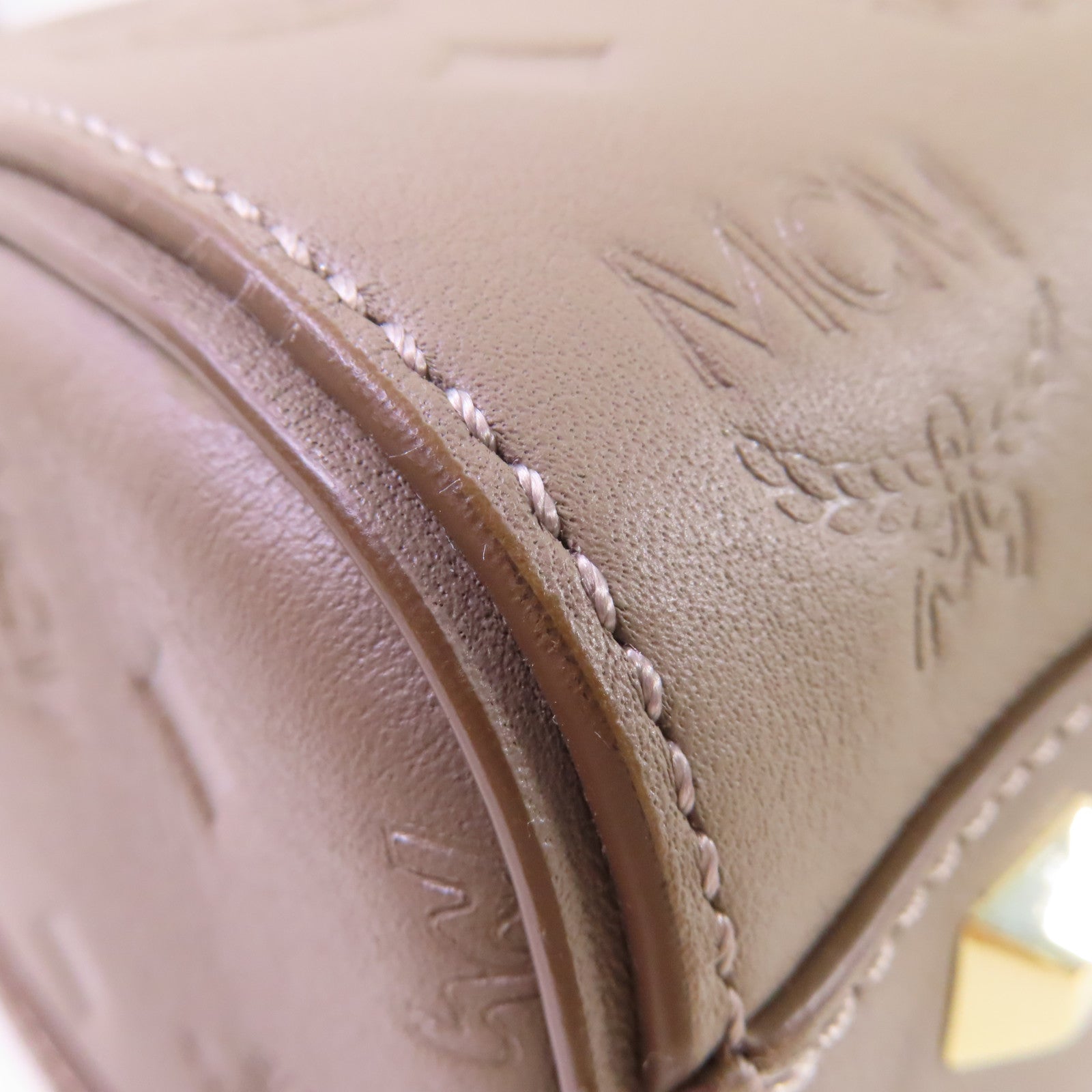 MCM 牛皮皮革2Way Shoulder Bag金扣手挽肩背兩用袋灰色