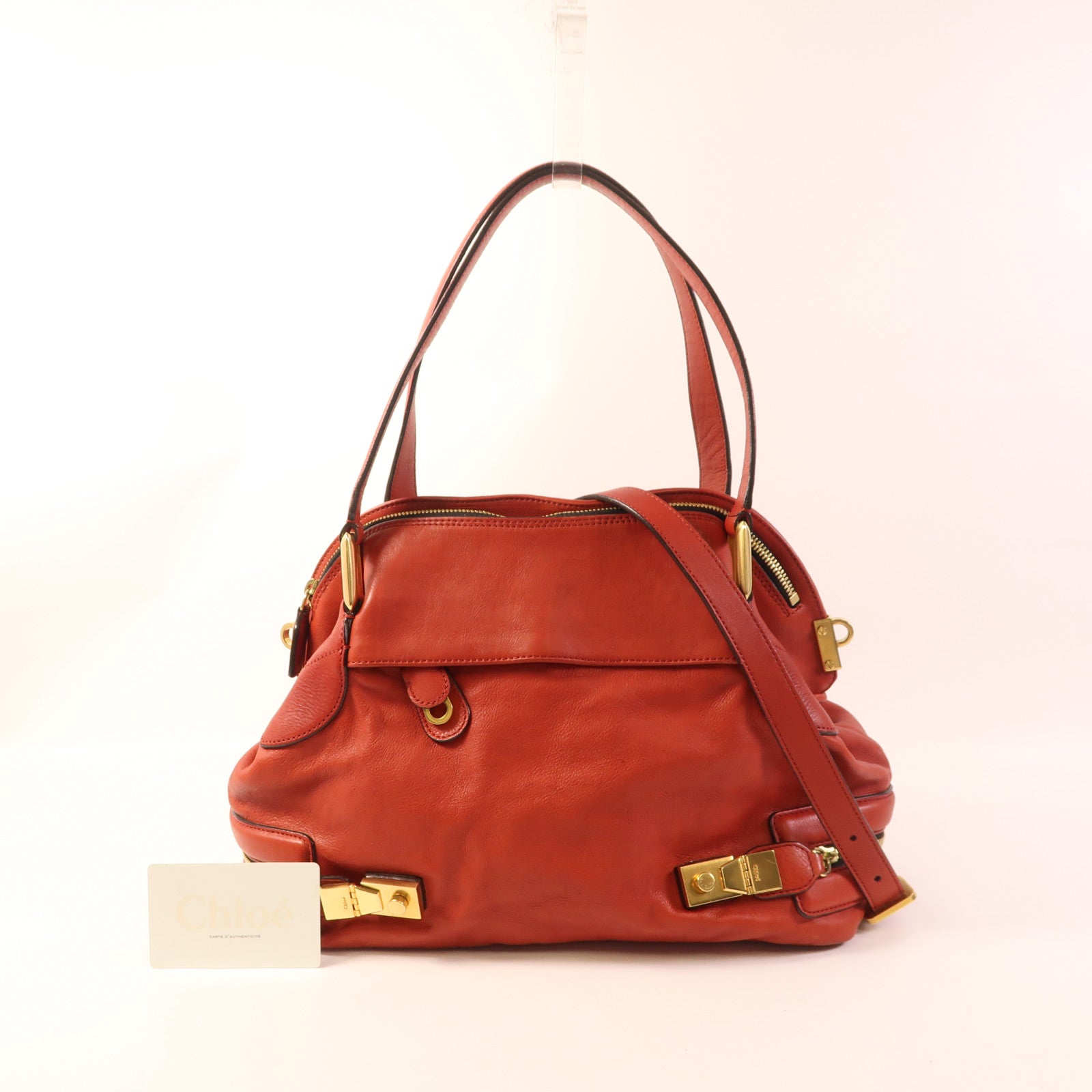 Chloe 牛皮皮革2 Way Bag金扣手挽肩背兩用袋