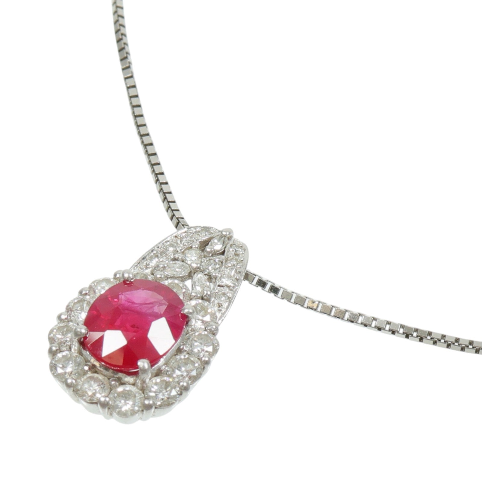 JEWELRY PT850鉑金Ruby Diamond Necklace紅寶石/鑽石項鍊