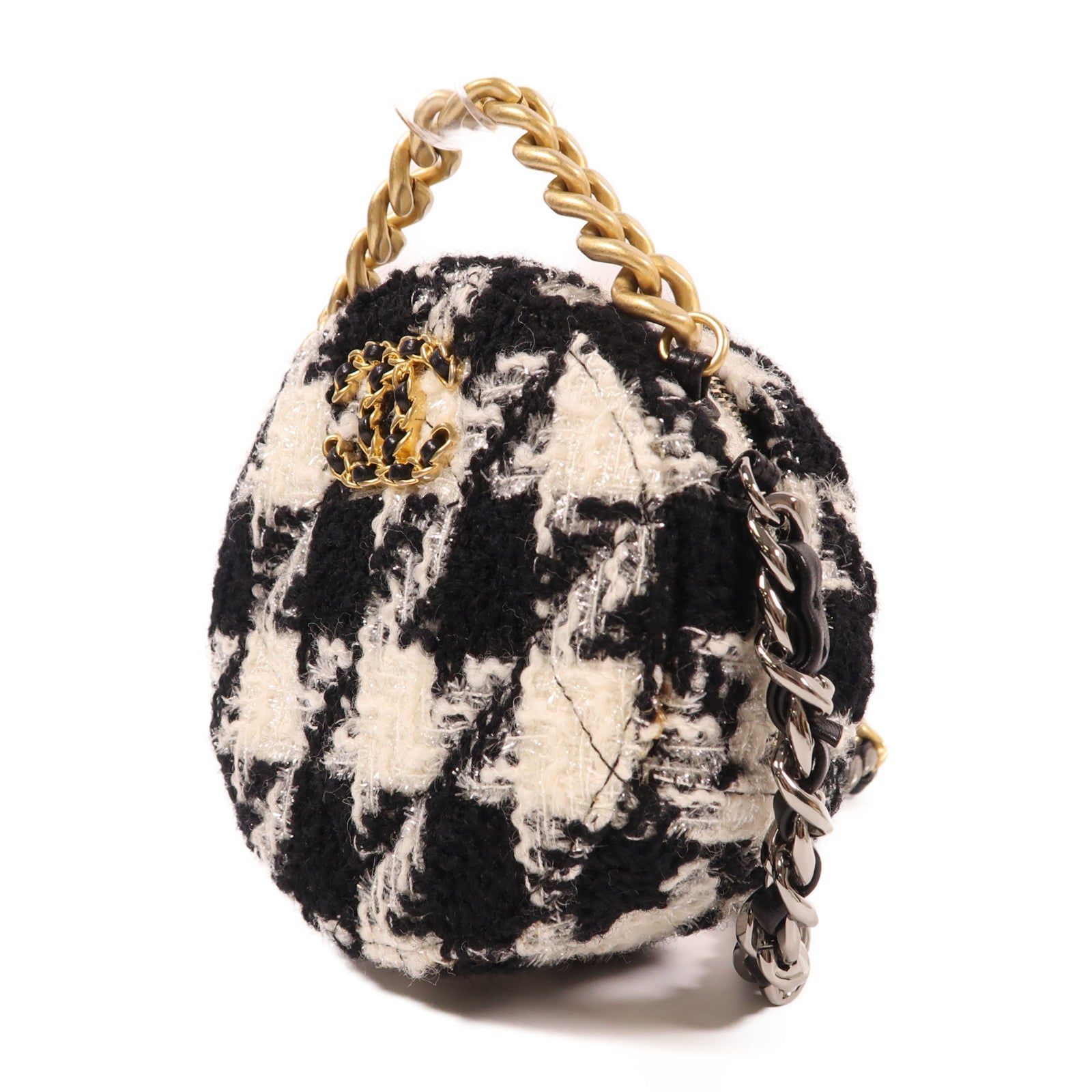 CHANEL 斜紋軟呢C19 Round Bag手挽肩背兩用袋