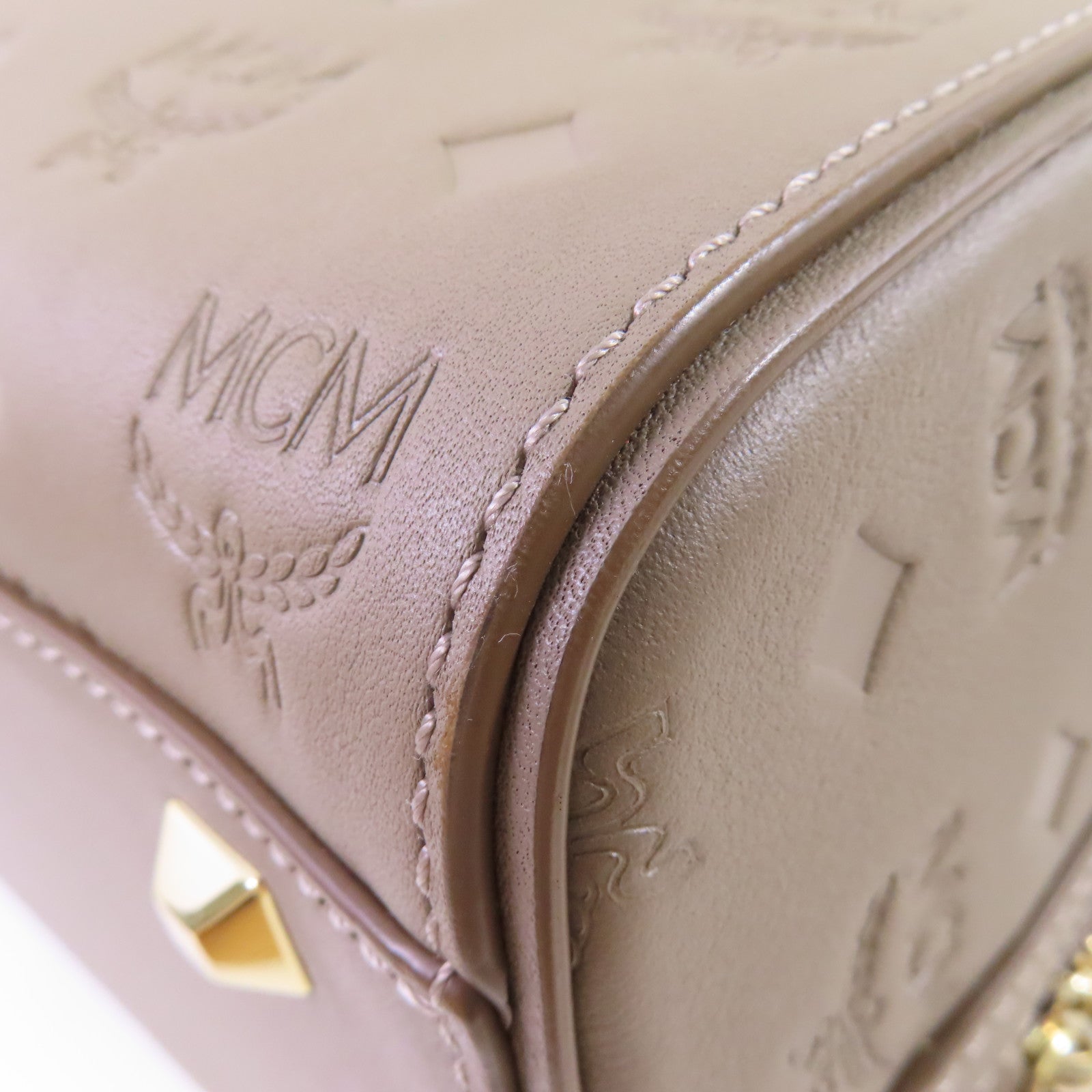 MCM 牛皮皮革2Way Shoulder Bag金扣手挽肩背兩用袋灰色