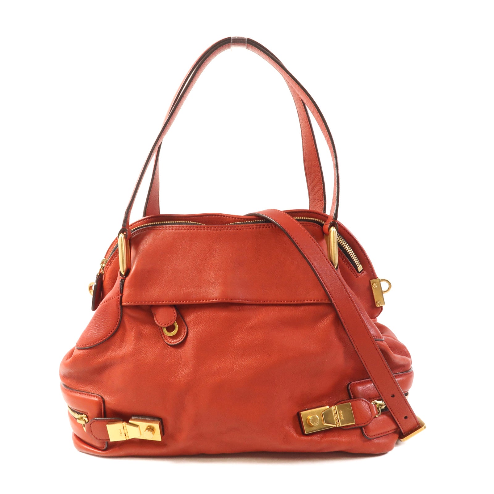 Chloe 牛皮皮革2 Way Bag金扣手挽肩背兩用袋