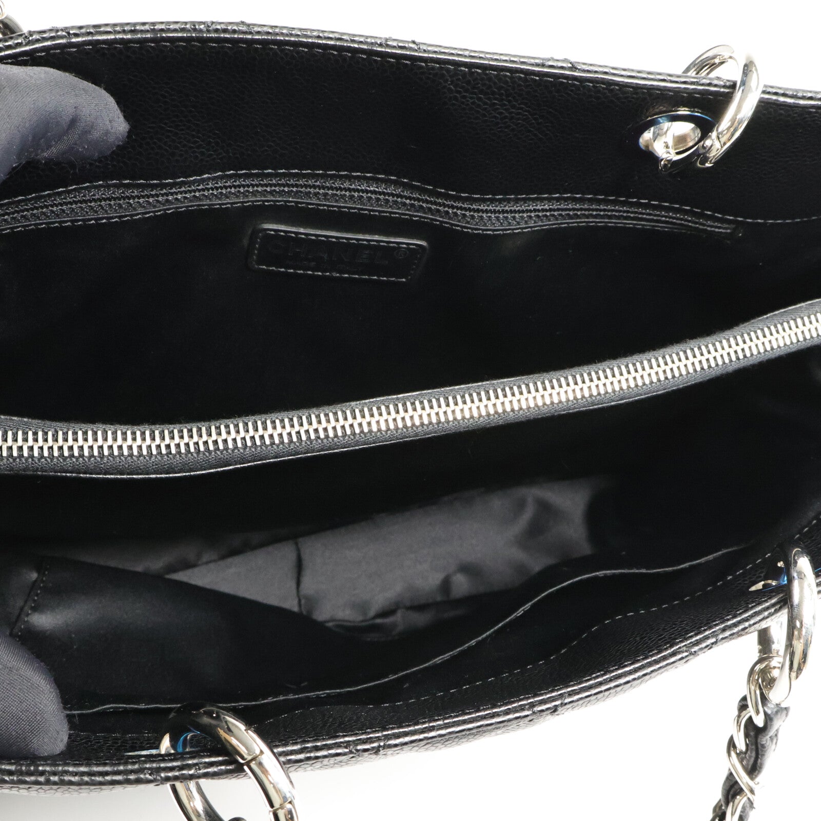 CHANEL 牛皮皮革GST Grand Shopping Tote Bag鏈帶肩背袋