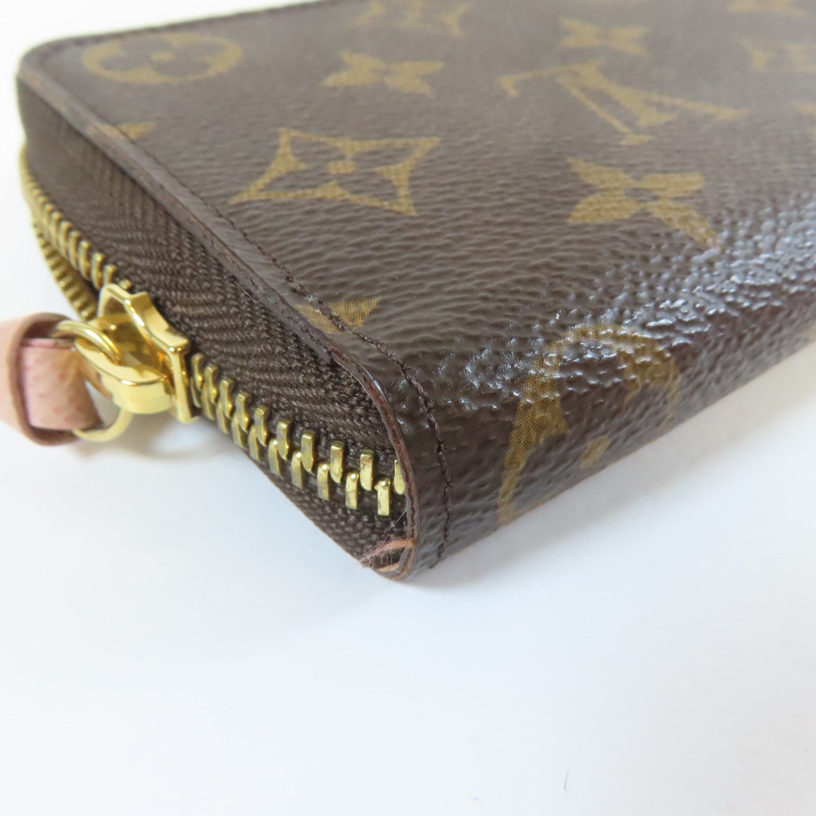 LOUIS VUITTON Monogram Long wallet金扣長錢包啡色/粉紅色