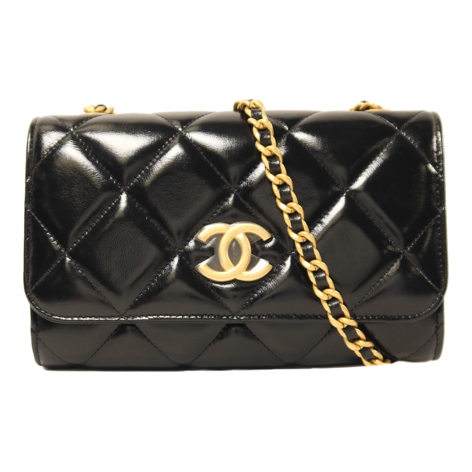 CHANEL 牛皮皮革WOC Wallet On Chain金扣鏈帶肩背袋