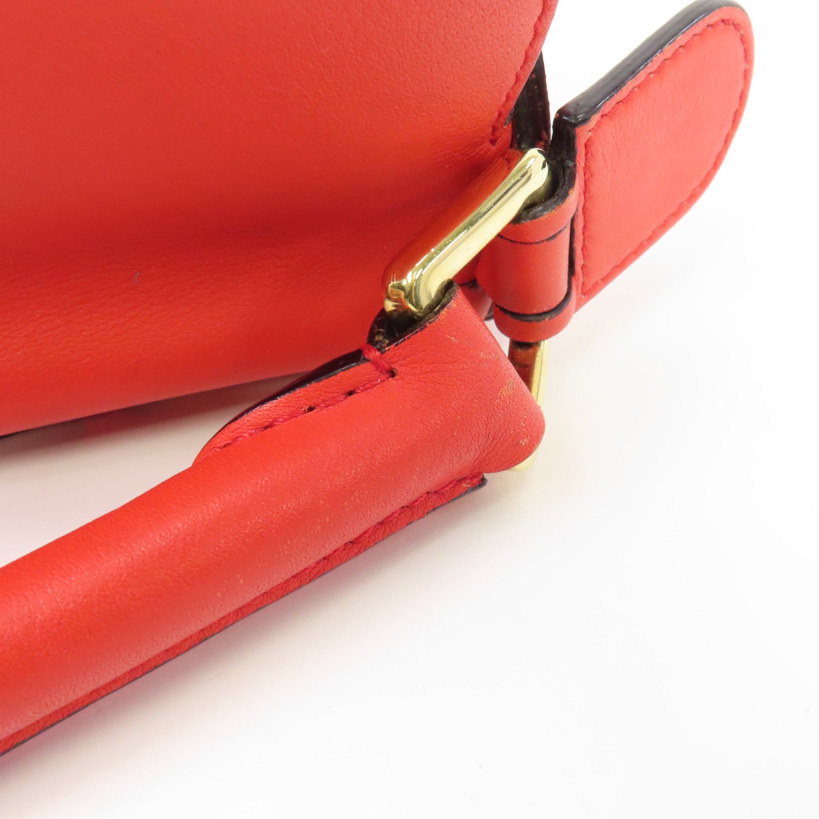 LOEWE 牛皮皮革Puzzle Small金扣手挽肩背兩用袋紅色