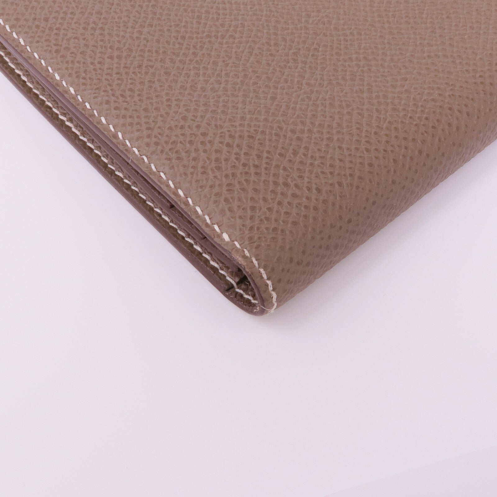 HERMES Epsom皮革Bearn Soufflet金扣長錢包Etoupe