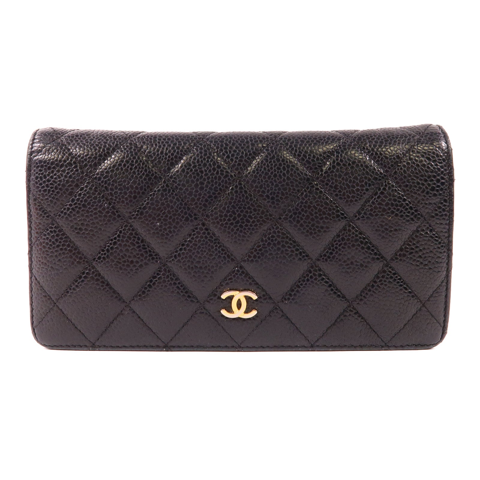 CHANEL 牛皮皮革Long Wallet金扣長錢包