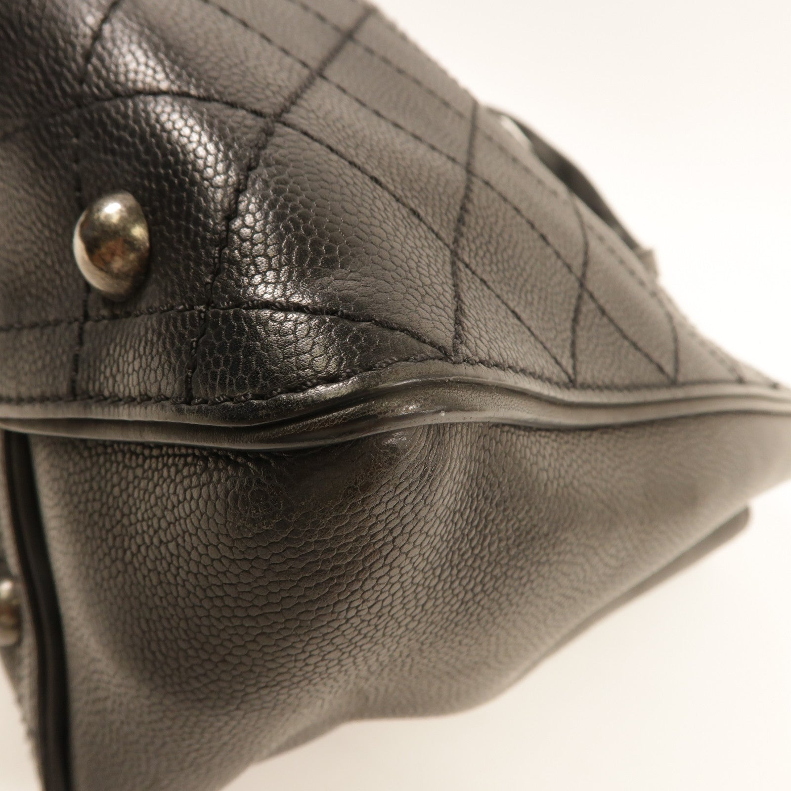 CHANEL 【激減優惠】牛皮皮革2Way Shoulder銀扣手挽肩背兩用袋