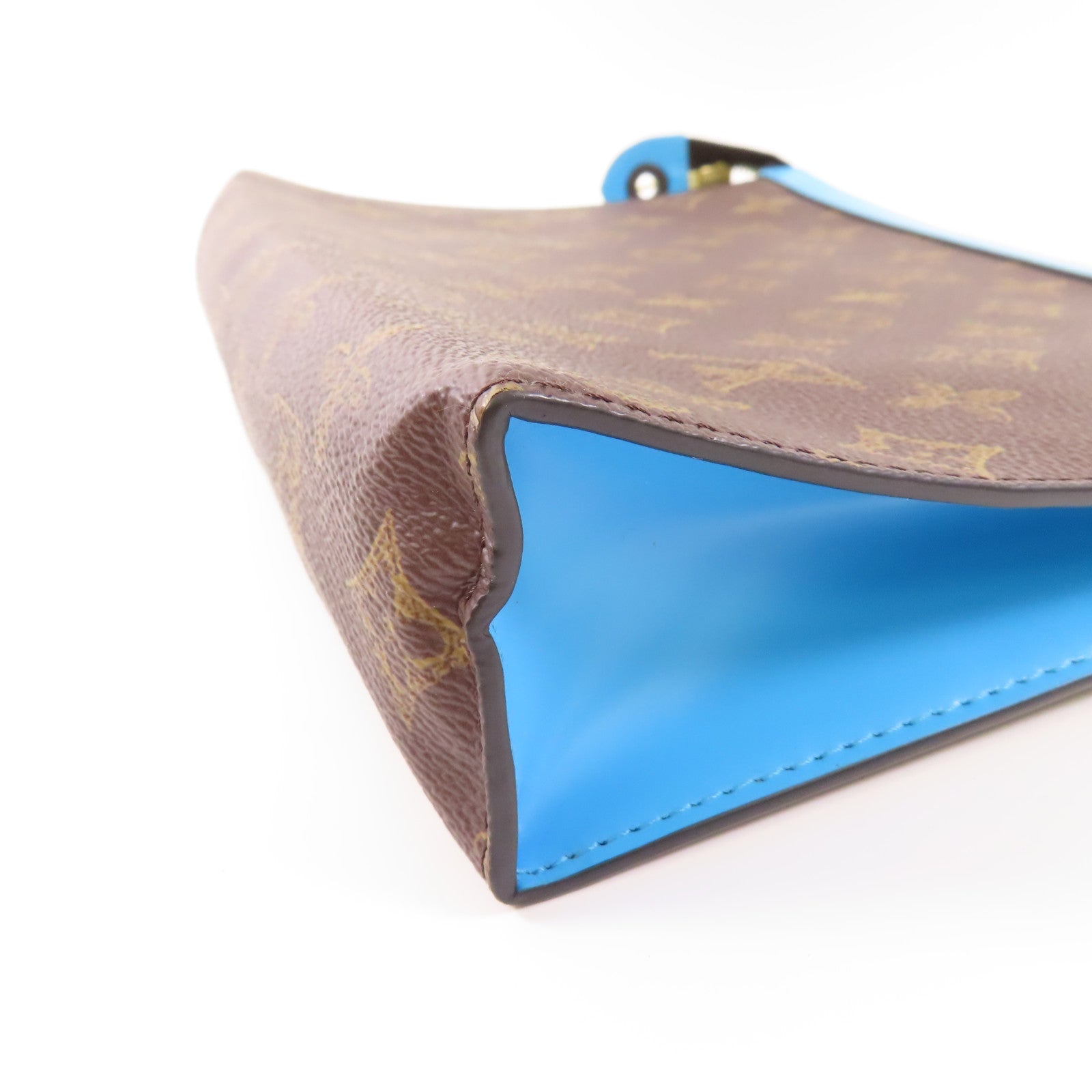 LOUIS VUITTON LV GHW Pochette Voyage MM Clutch Bag M81204 Monogram Brown/Blue