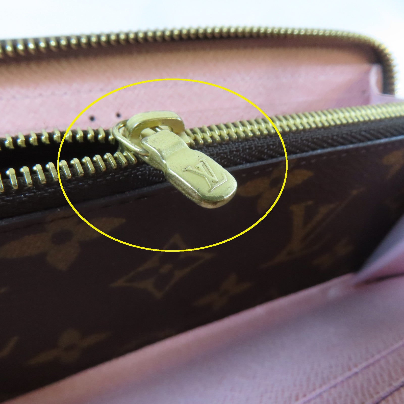 LOUIS VUITTON Monogram Long wallet金扣長錢包啡色/粉紅色