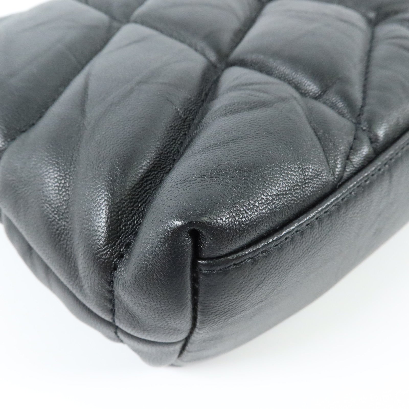 SAINT LAURENT 羊皮皮革Puffer Toy銀扣鏈帶肩背袋