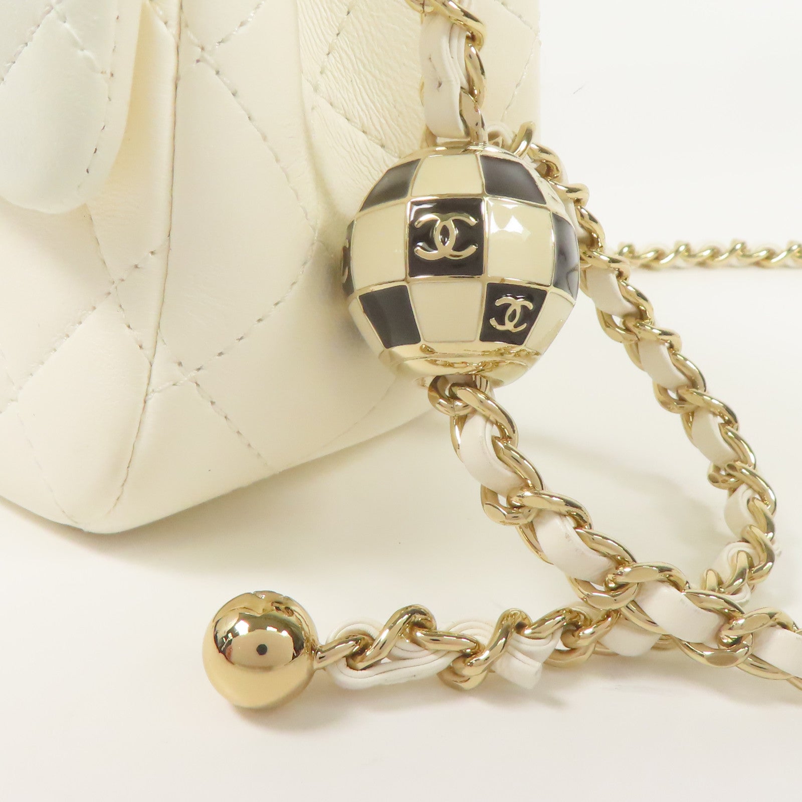 CHANEL 羊皮皮革Classic Mini 17cm金扣鏈帶肩背袋