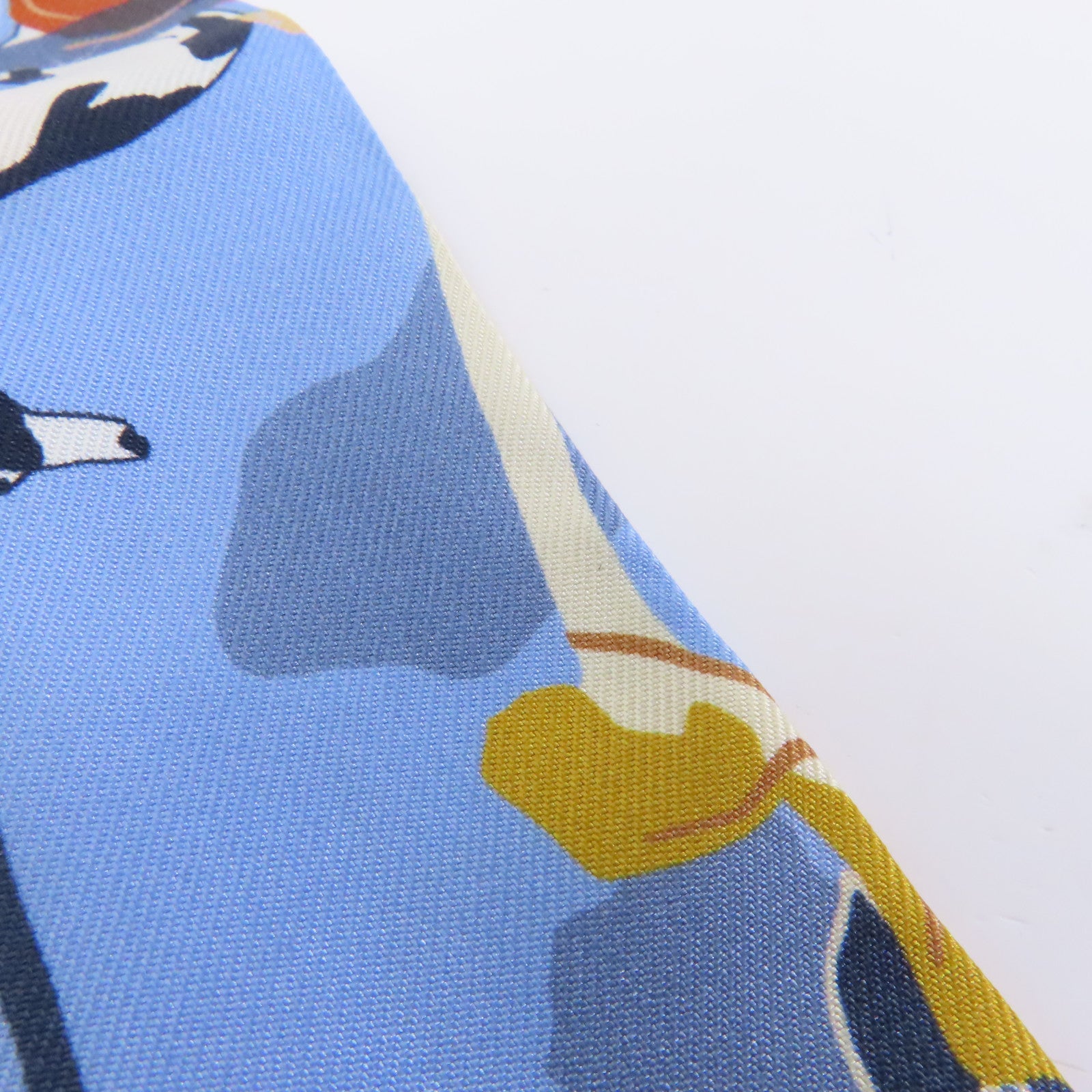 HERMES 絲質Twilly絲巾淺藍色/彩色