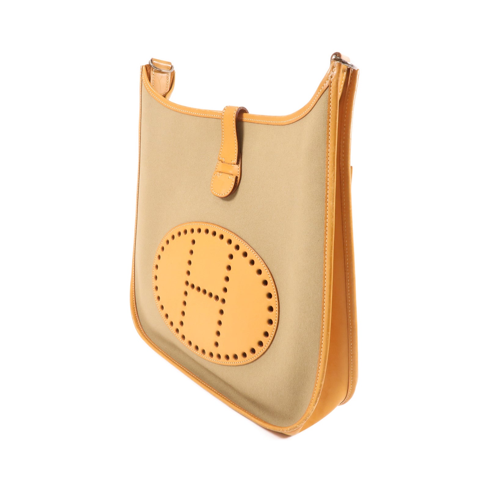 HERMES 帆布Evelyne PM銀扣肩背袋