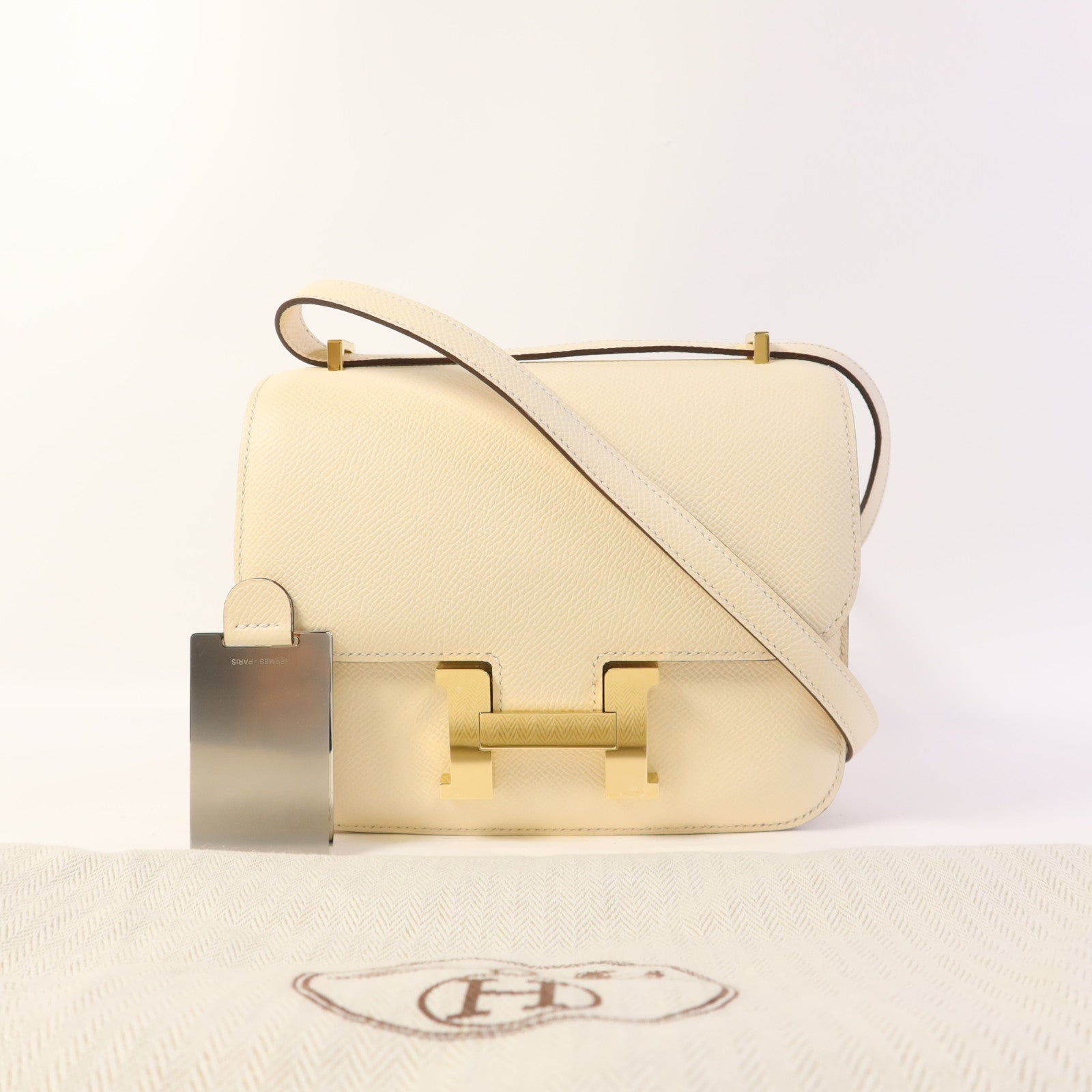 HERMES Epsom皮革Constance Mini金扣肩背袋Nata