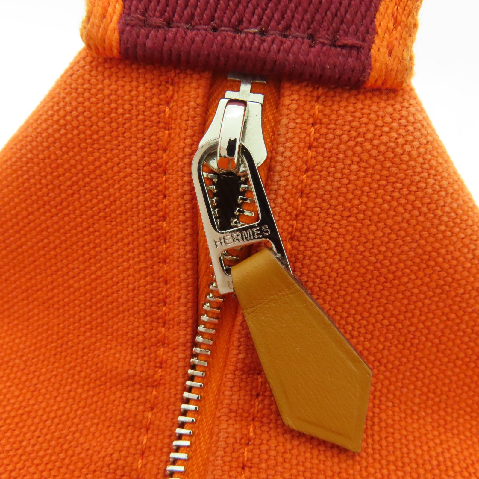 HERMES 【清倉大減價】帆布Bride-a-Brac Small銀扣手挽袋橙色